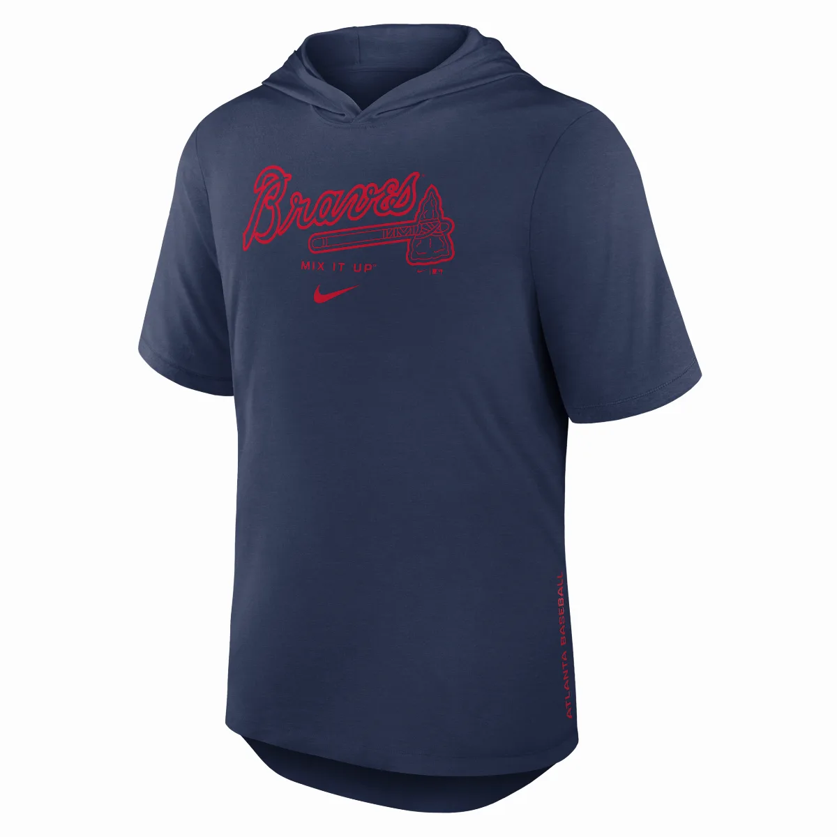 Atlanta Braves Arched Wordmark Dri-FIT MLB Hooded T-Shirt by Nike