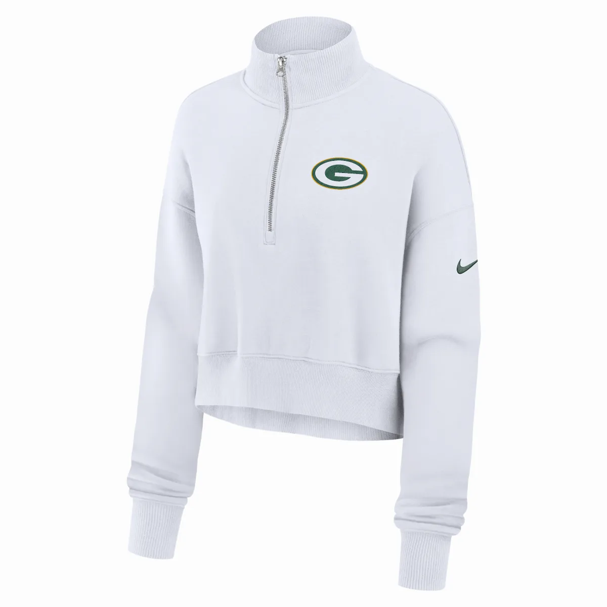 Green Bay Packers Primetime Phoenix NFL Oversized Cropped 1/4-Zip Crew by Nike
