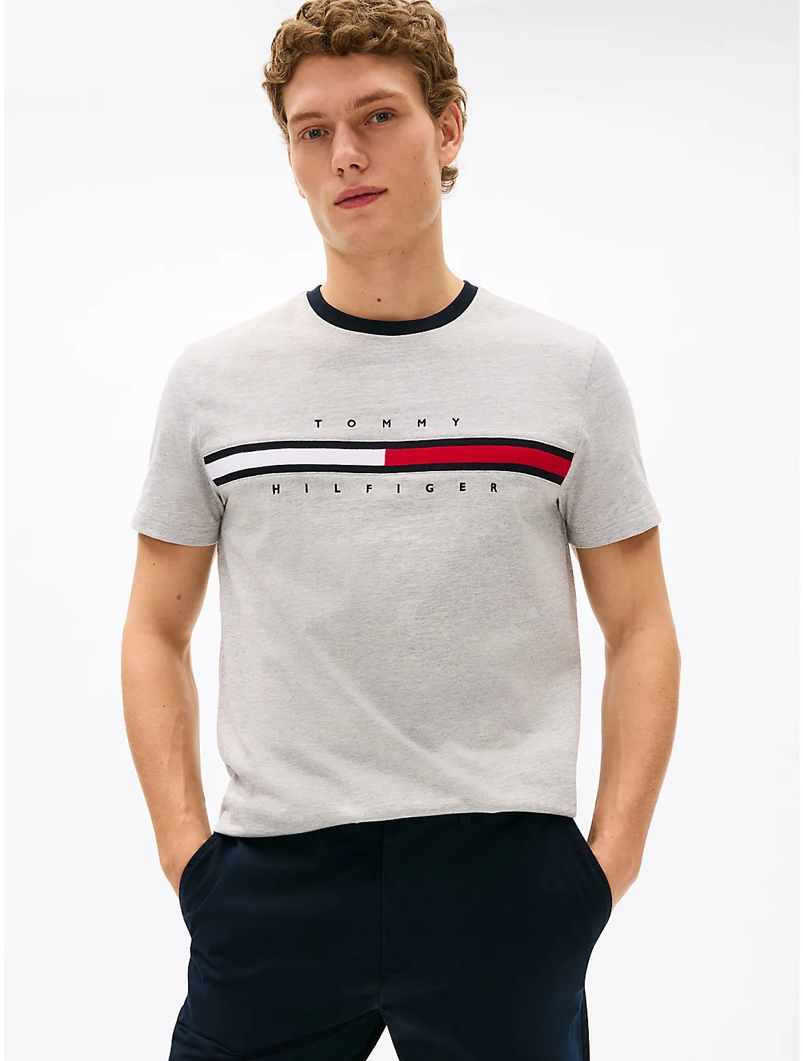 Embroidered Flag Stripe Logo T-Shirt by Tommy Hilfiger
