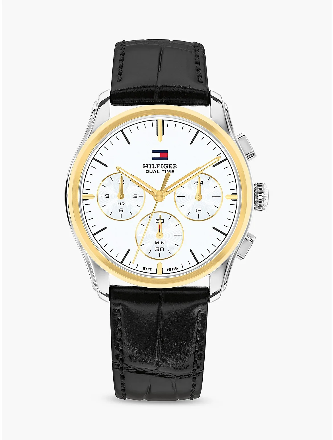 38MM Leather Strap Dual-Time NYC Watch