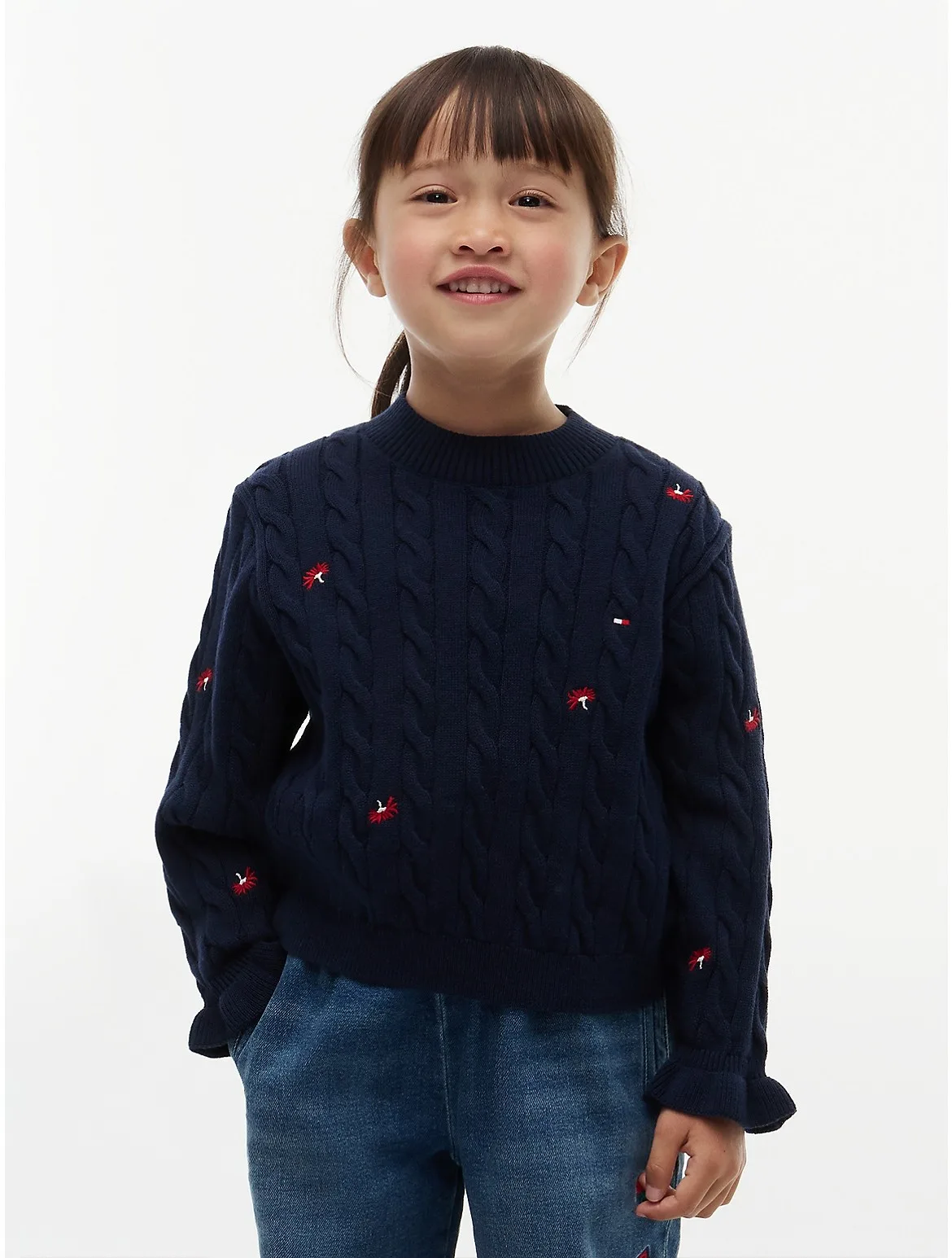 Flower Motif Cable Knit Sweater by Tommy Hilfiger
