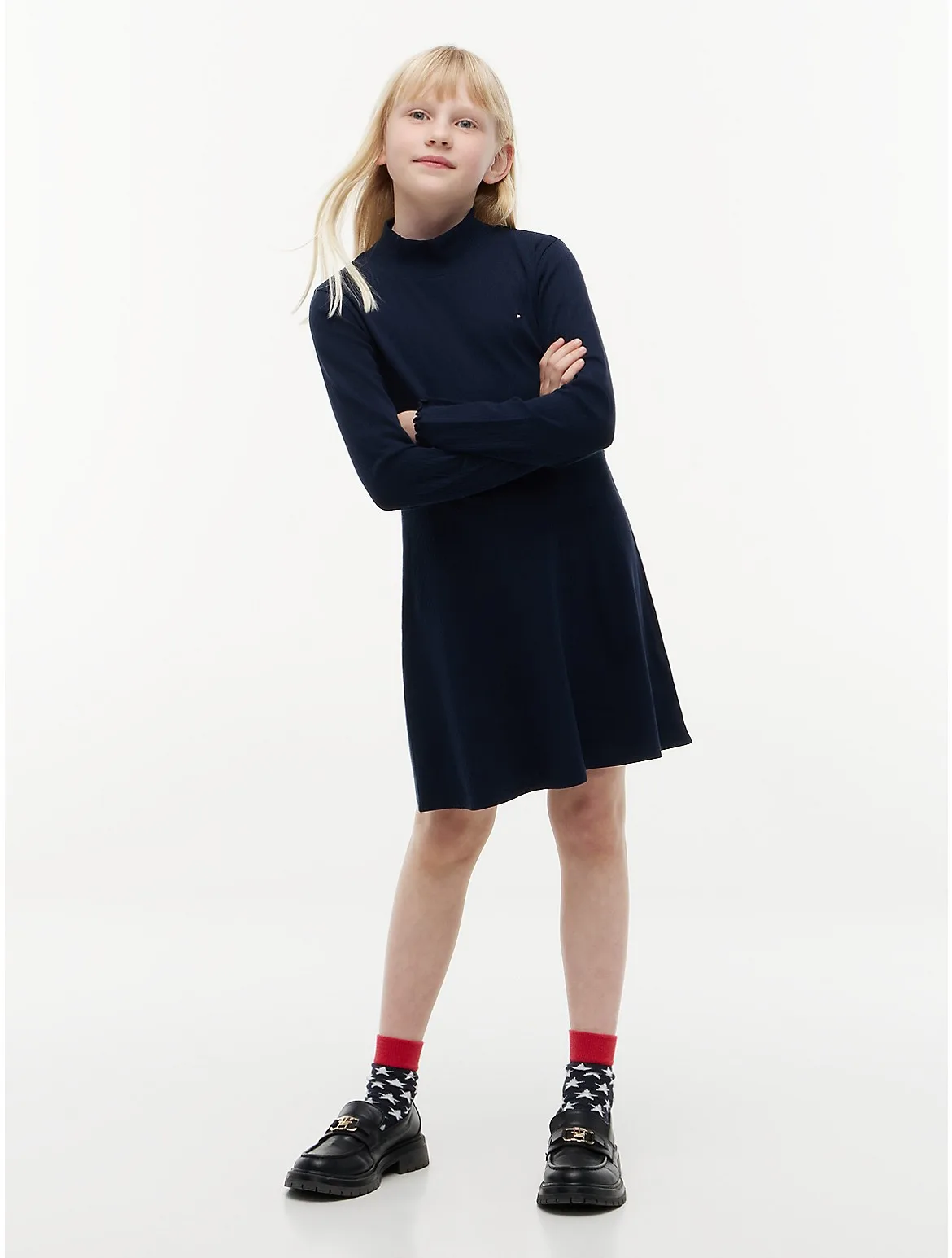 Stretchy Mockneck Skater Dress by Tommy Hilfiger