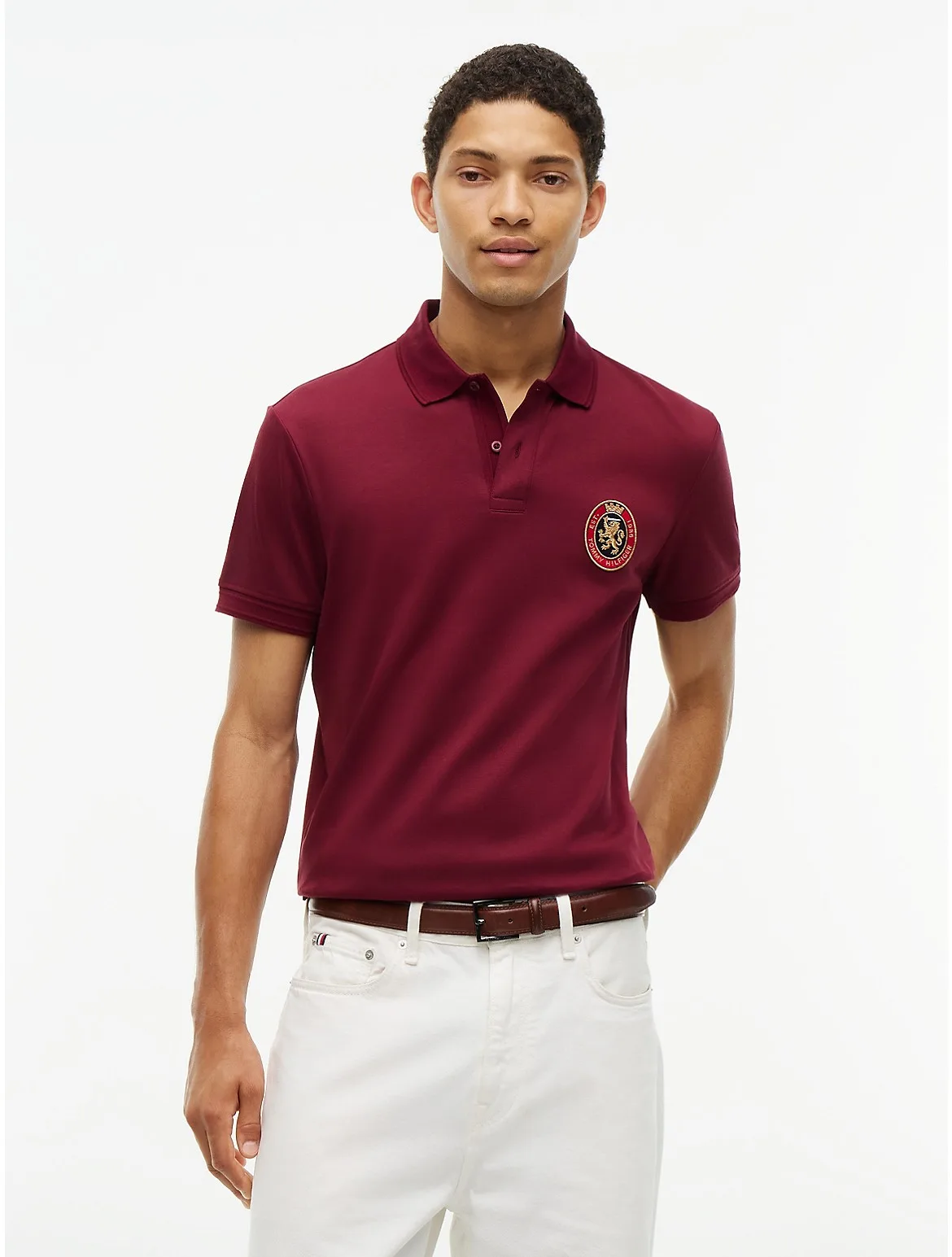 Regular Fit Crest Patch Interlock Polo by Tommy Hilfiger