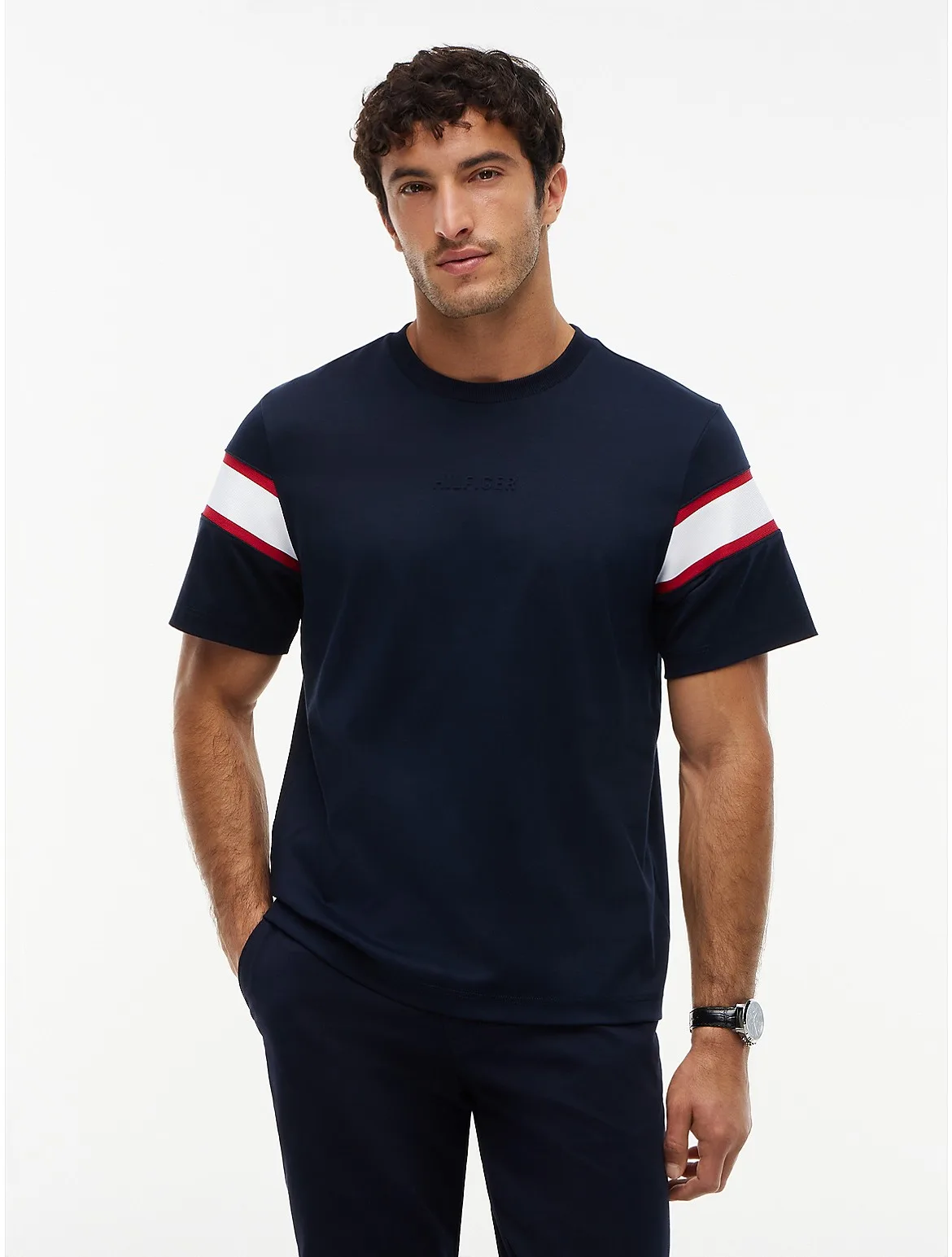 Varsity Stripe Interlock T-Shirt by Tommy Hilfiger