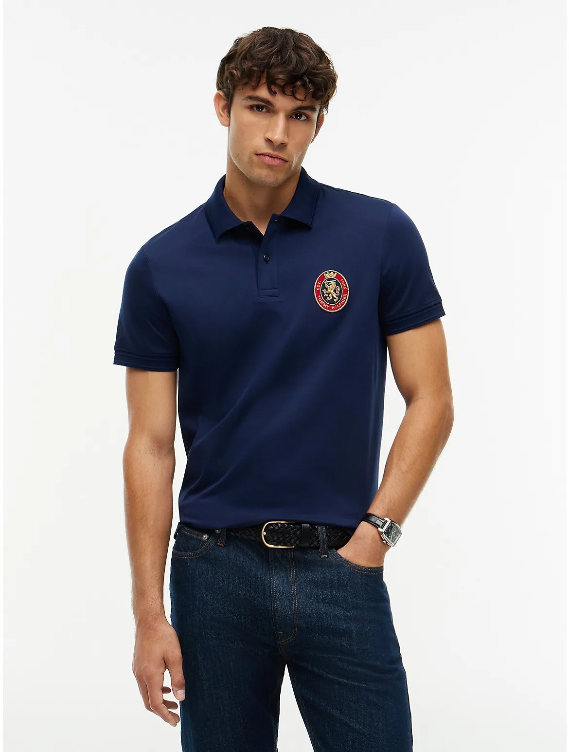 Regular Fit Crest Patch Interlock Polo