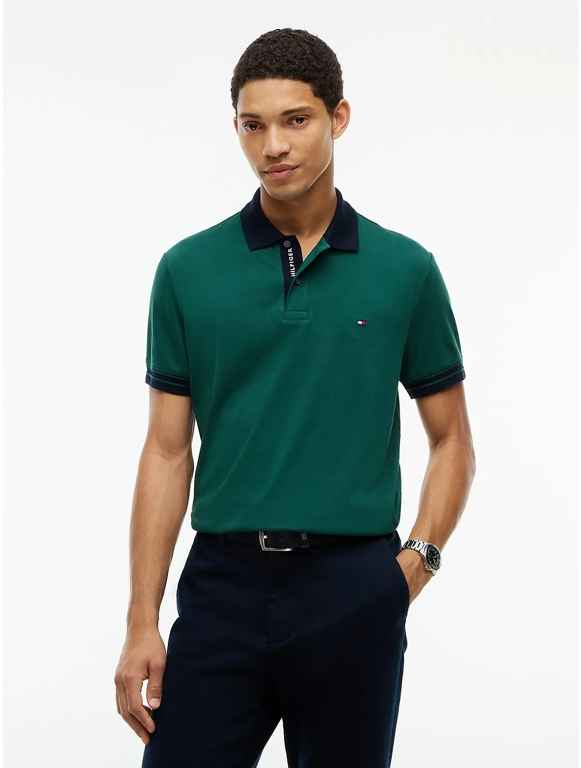 Regular Fit Tipped Smooth Cotton Polo by Tommy Hilfiger