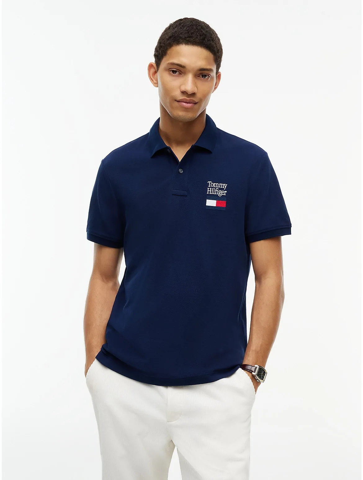 Regular Fit Flag Graphic Pique Polo by Tommy Hilfiger