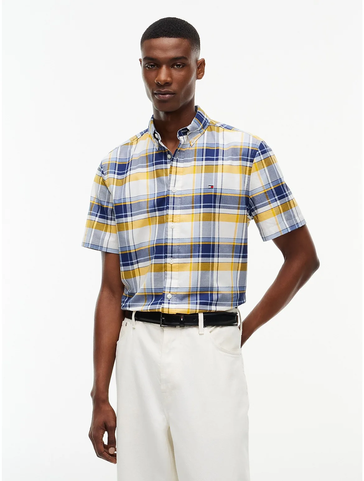 Regular Fit Short-Sleeve Plaid Shirt by Tommy Hilfiger