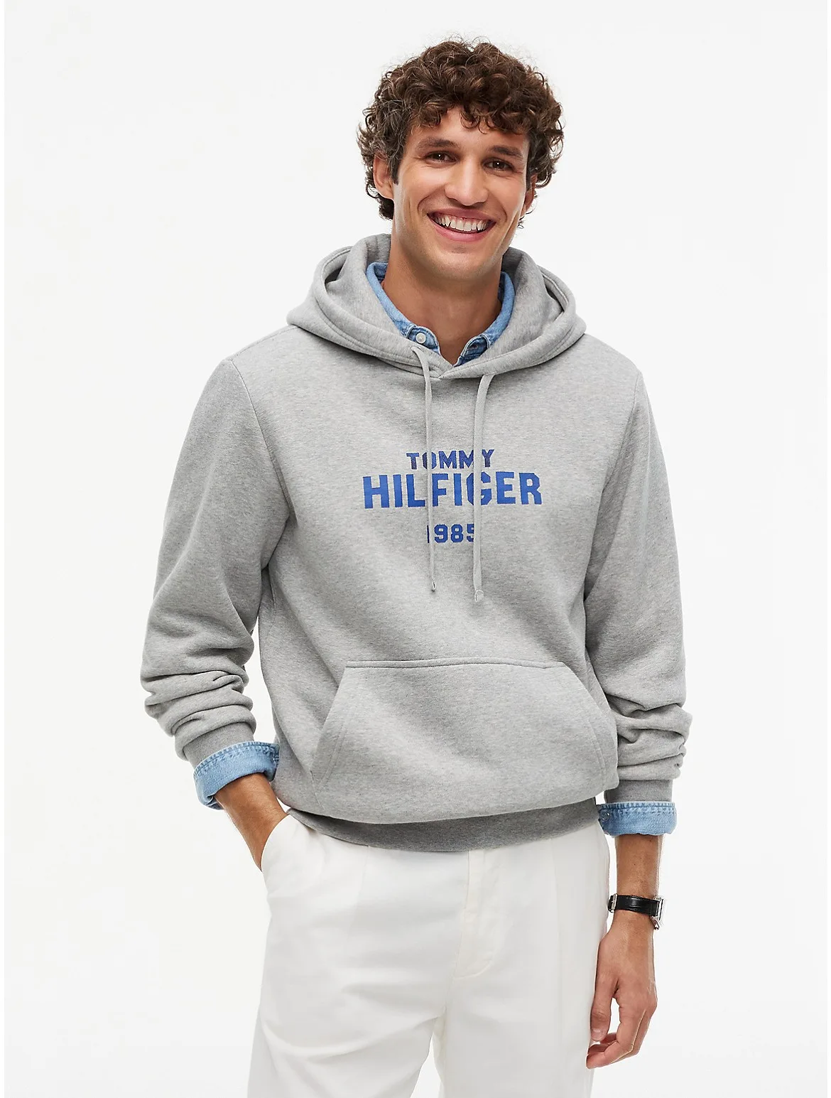 Classic Hilfiger Logo Flex Fleece Hoodie by Tommy Hilfiger