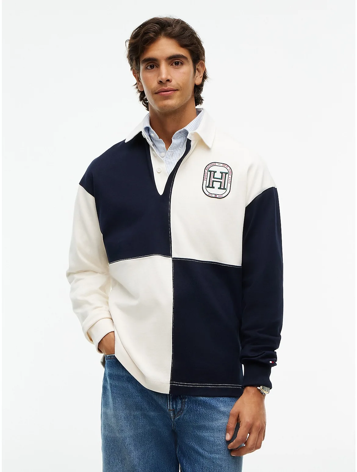 Varsity H-Logo Colorblock Rugby Sweatshirt by Tommy Hilfiger