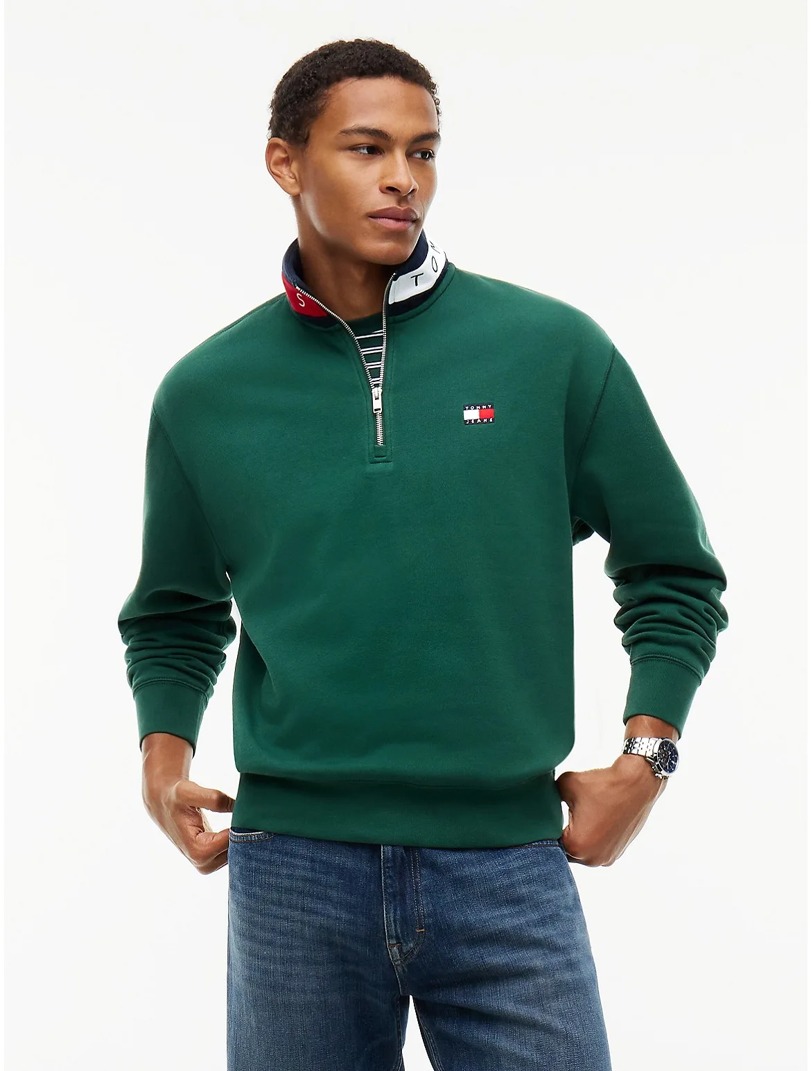 Tommy Jeans Flag Quarter-Zip Sweatshirt by Tommy Hilfiger