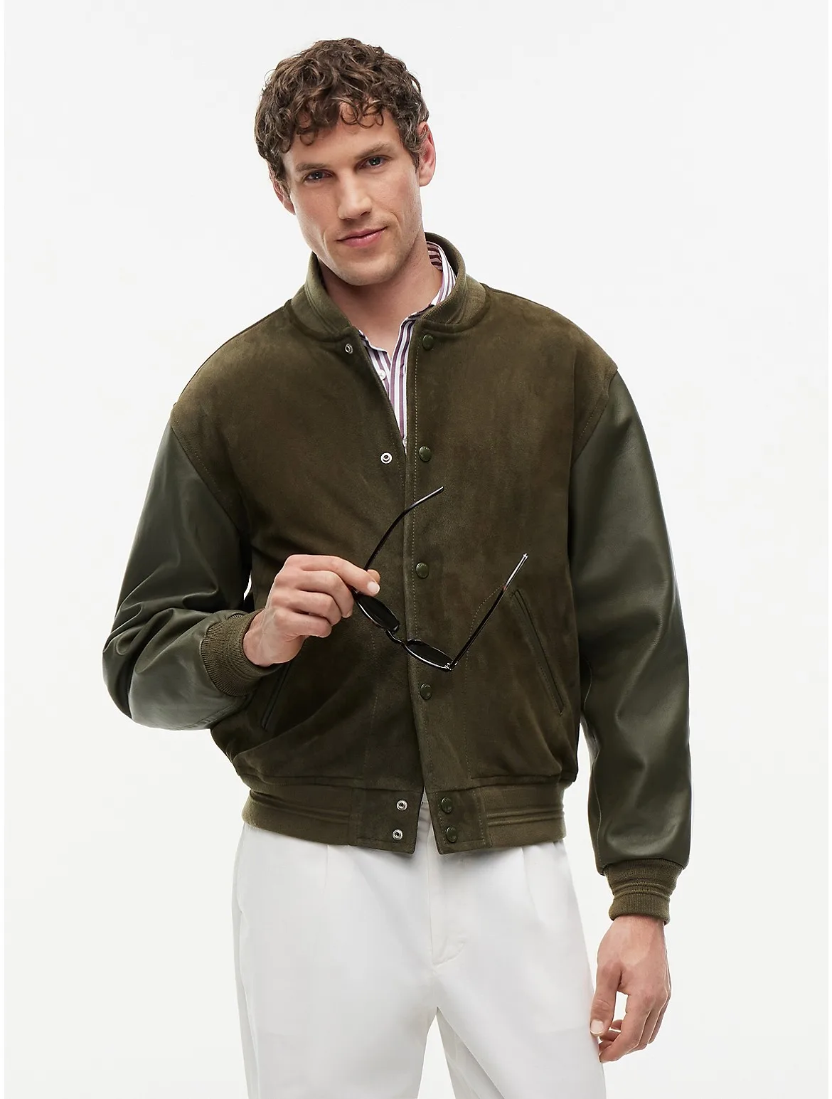 Leather and Suede Varsity Jacket by Tommy Hilfiger