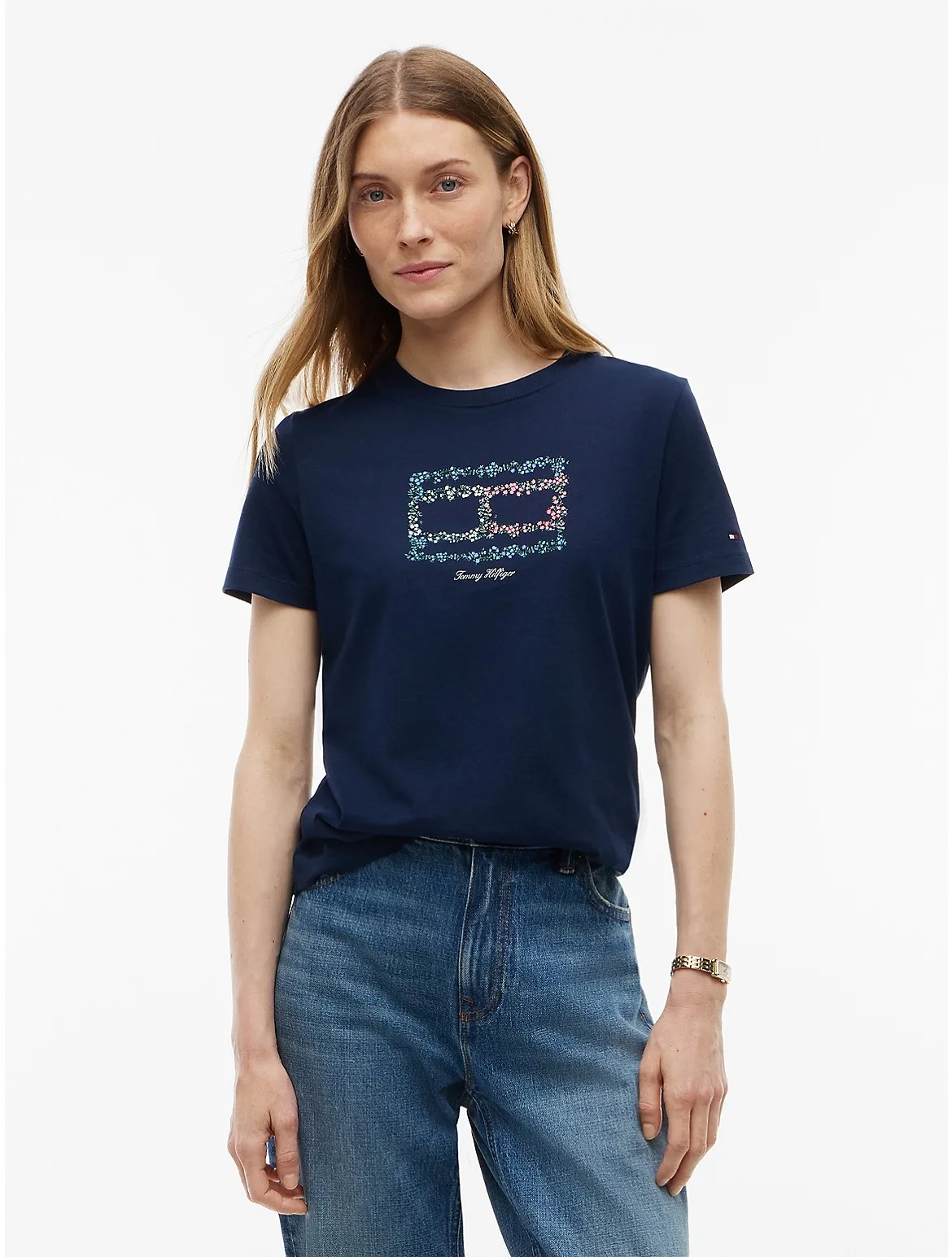 Relaxed Fit Floral Flag Logo T-Shirt by Tommy Hilfiger