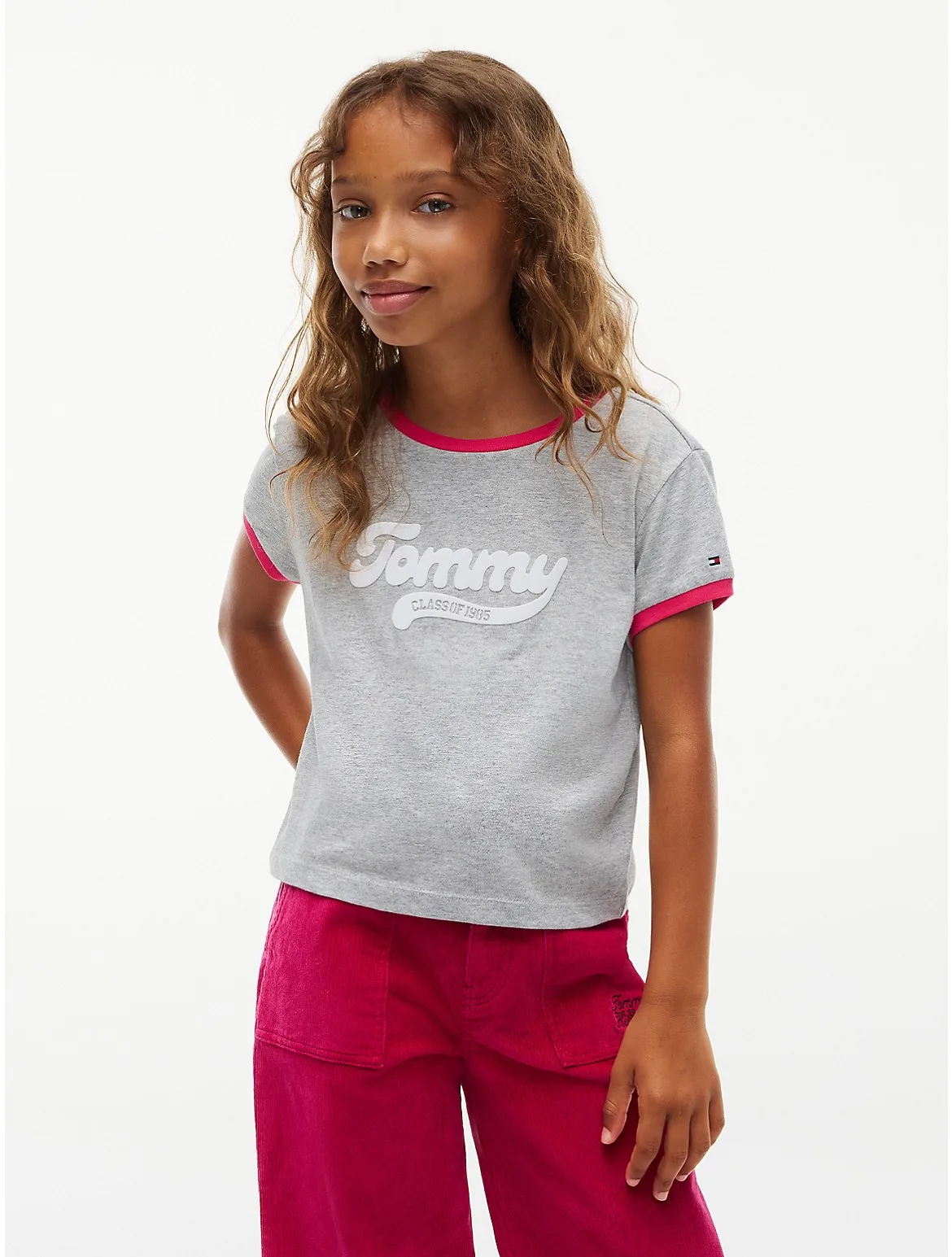 Flocked Tommy Logo Ringer T-Shirt by Tommy Hilfiger