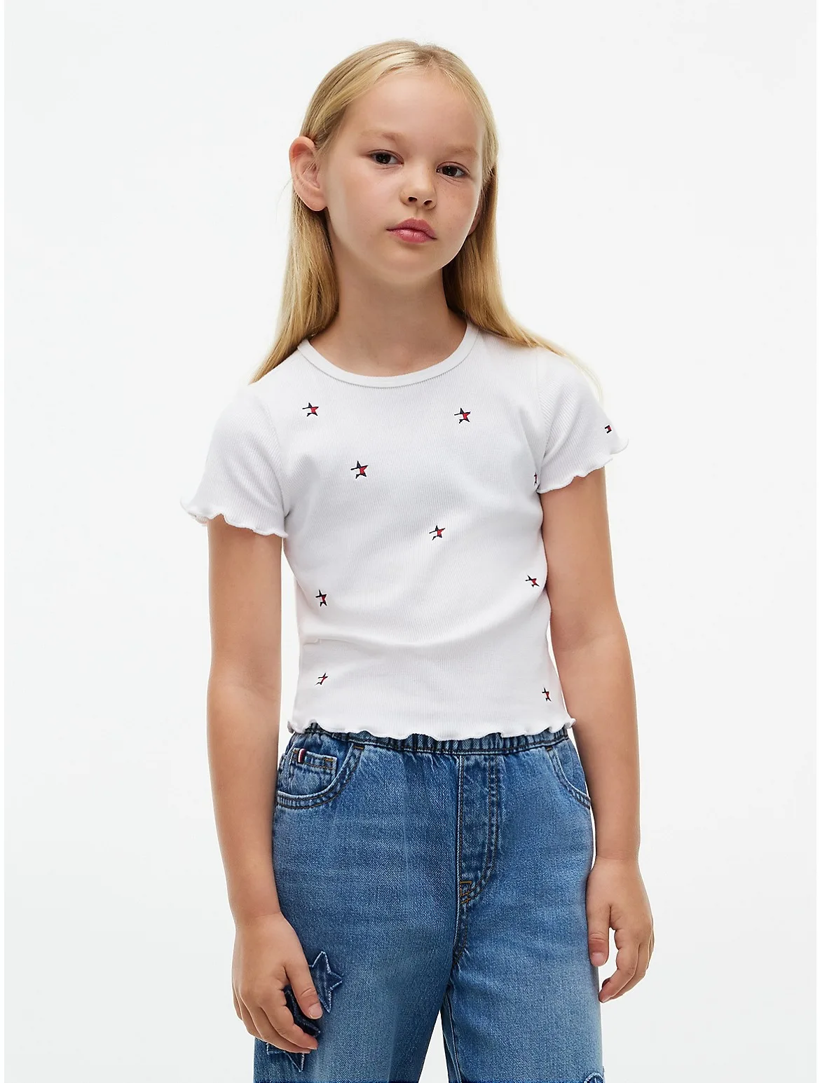 Star Logo Ribbed Lettuce-Trim Top by Tommy Hilfiger