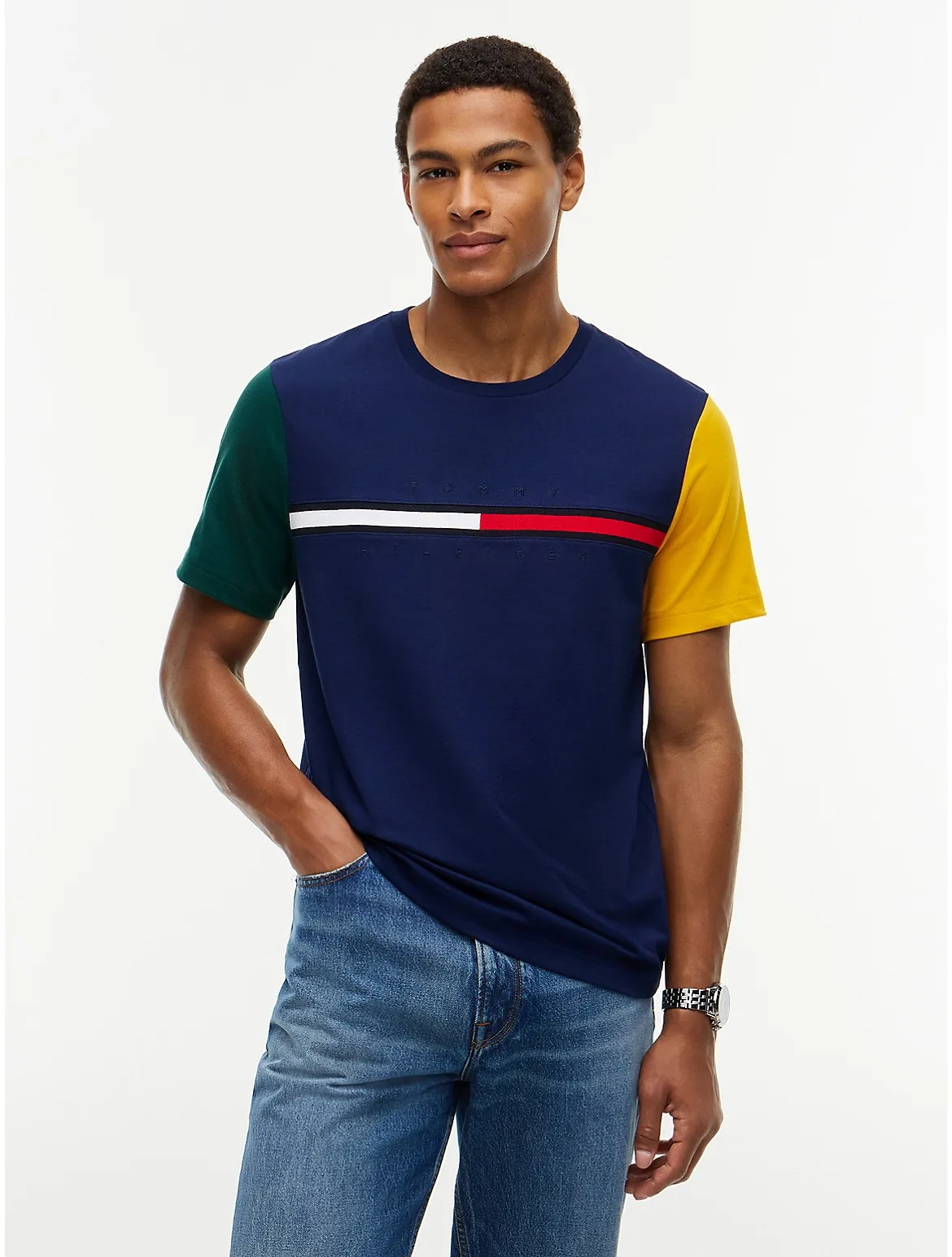 Colorblock Flag Stripe Logo T-Shirt