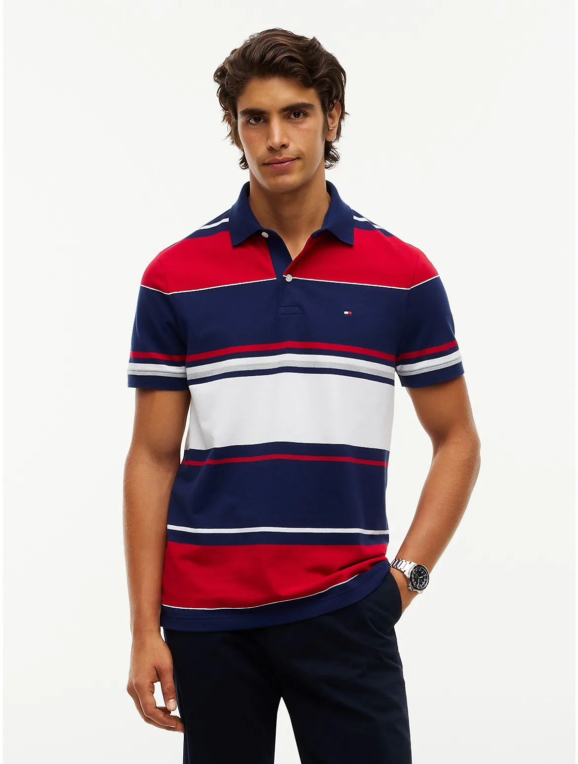 Regular Fit Striped Polo by Tommy Hilfiger