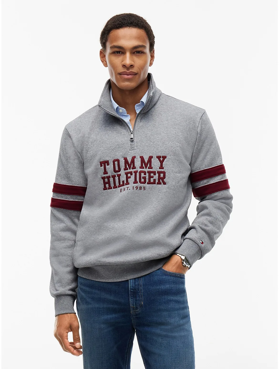 Varsity Stripe Quarter-Zip Sweatshirt by Tommy Hilfiger