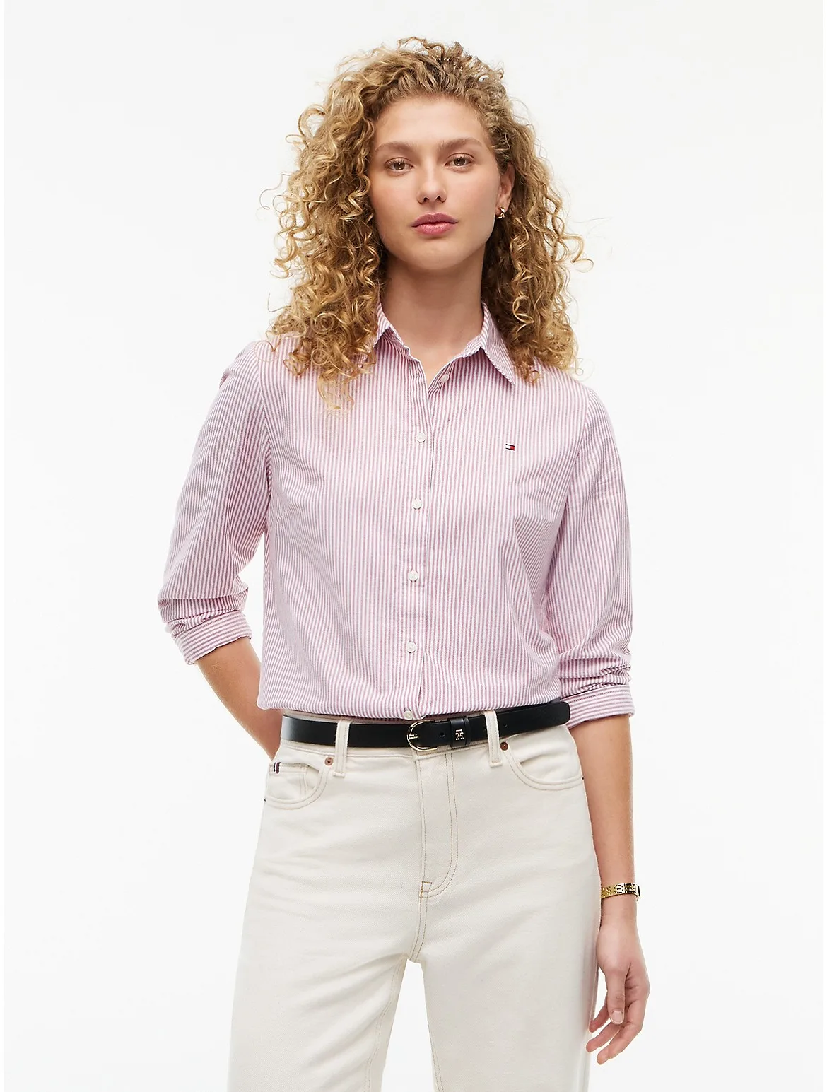 Regular Fit Striped Stretch Oxford Shirt by Tommy Hilfiger