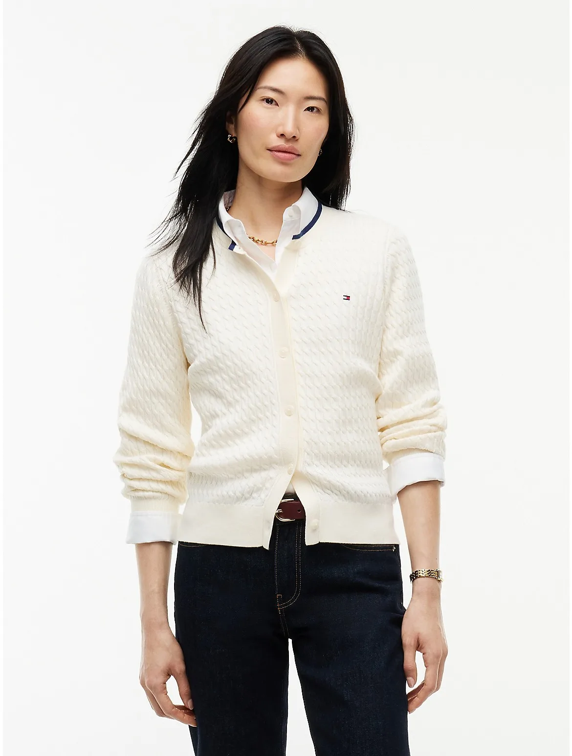 Tipped Cable Knit Cardigan by Tommy Hilfiger