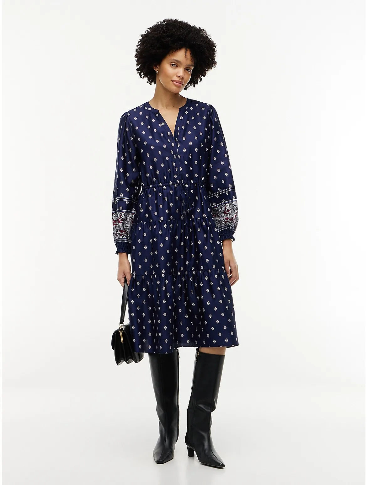 Foulard Print Sateen Tiered Midi Dress by Tommy Hilfiger