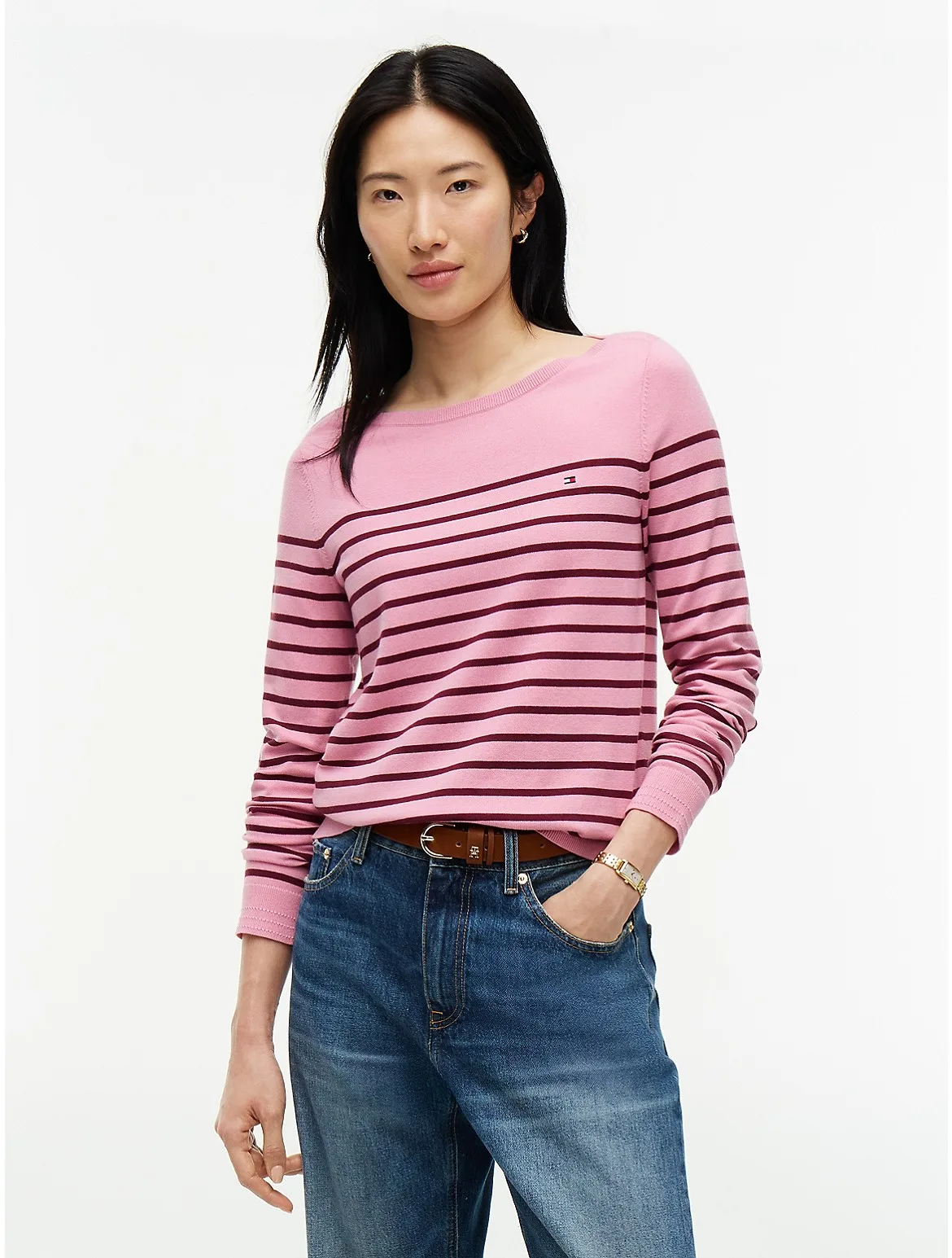 Striped Boatneck Sweater by Tommy Hilfiger