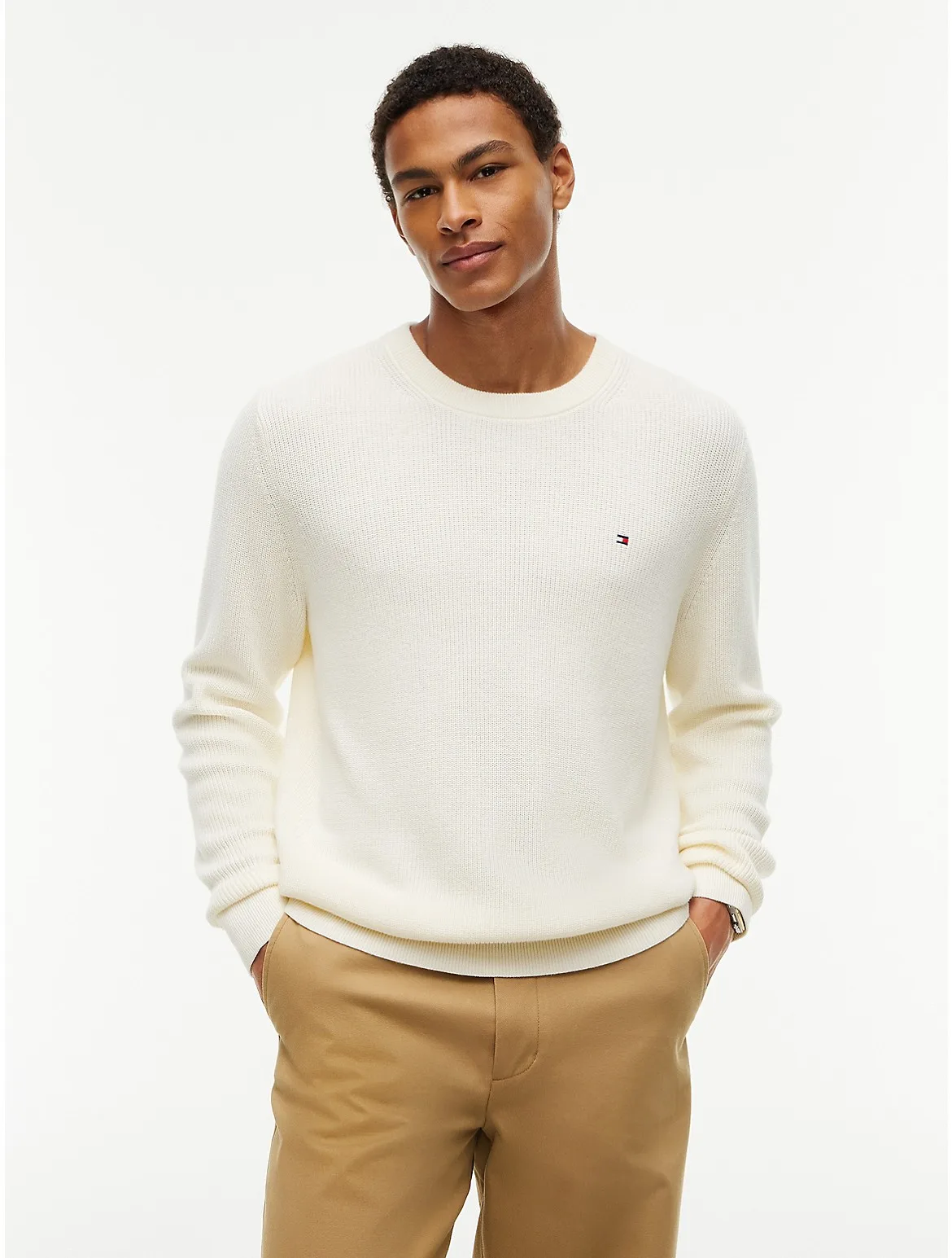 Mixed-Knit Crewneck Sweater by Tommy Hilfiger
