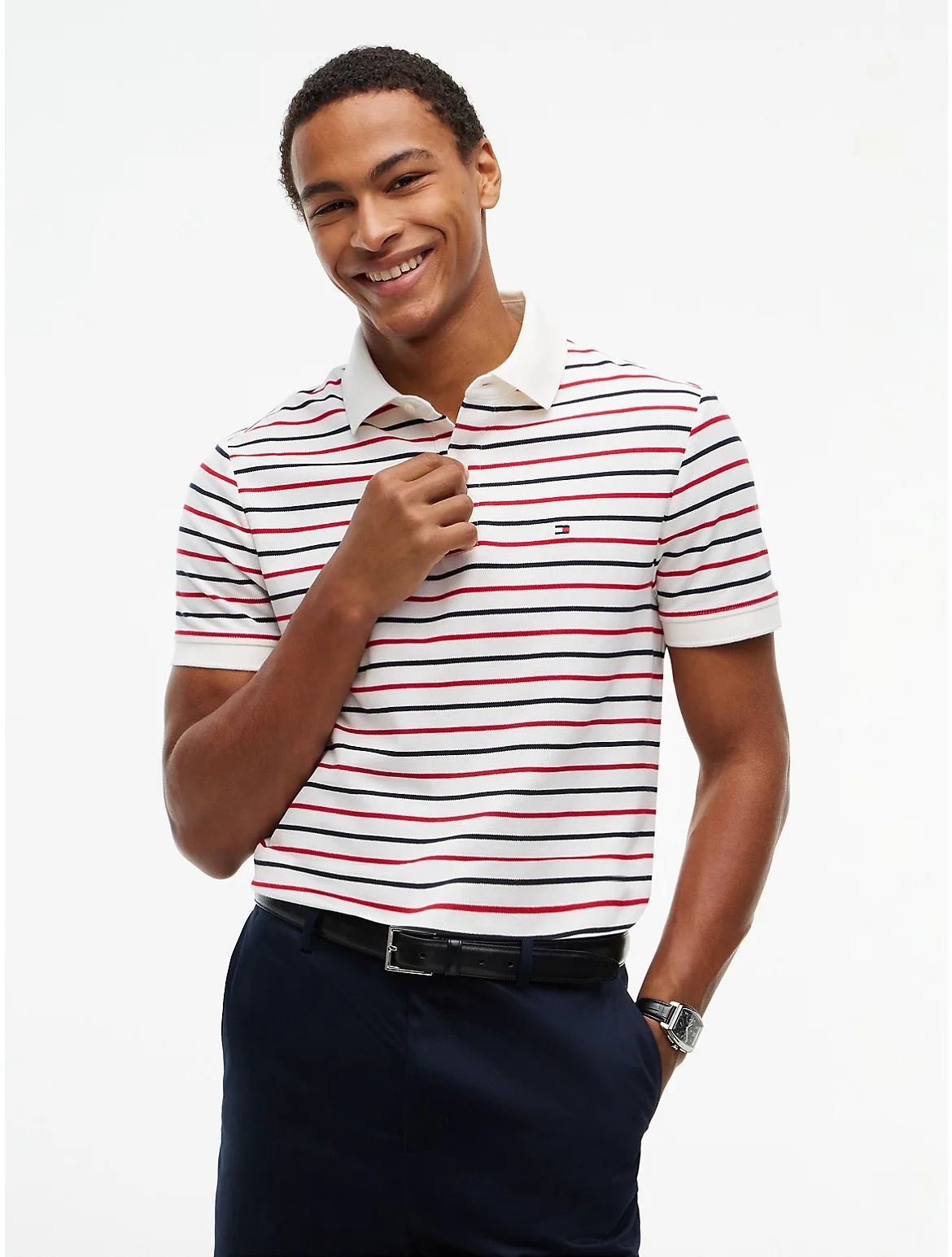 Regular Fit Striped Wicking Polo