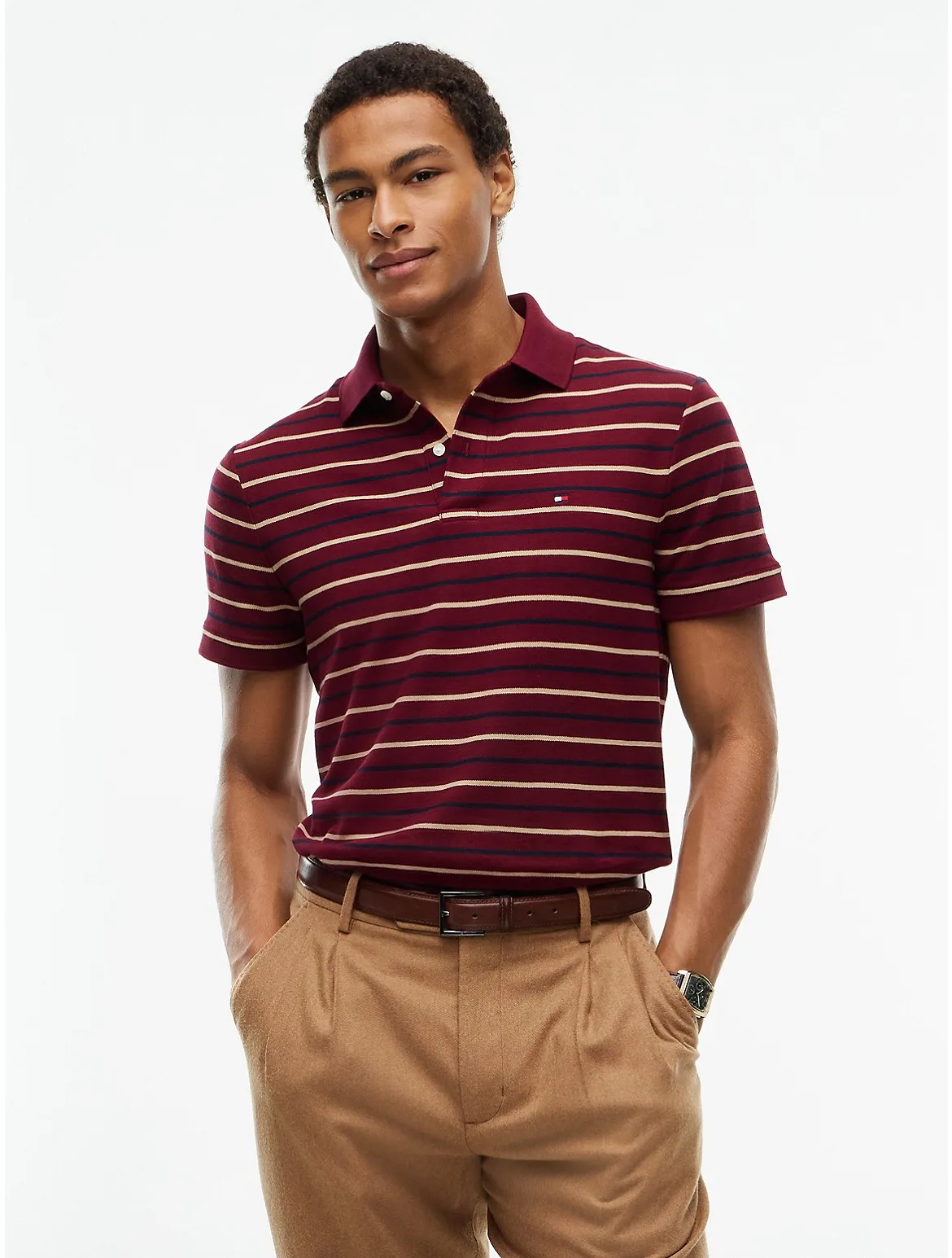 Regular Fit Striped Wicking Polo