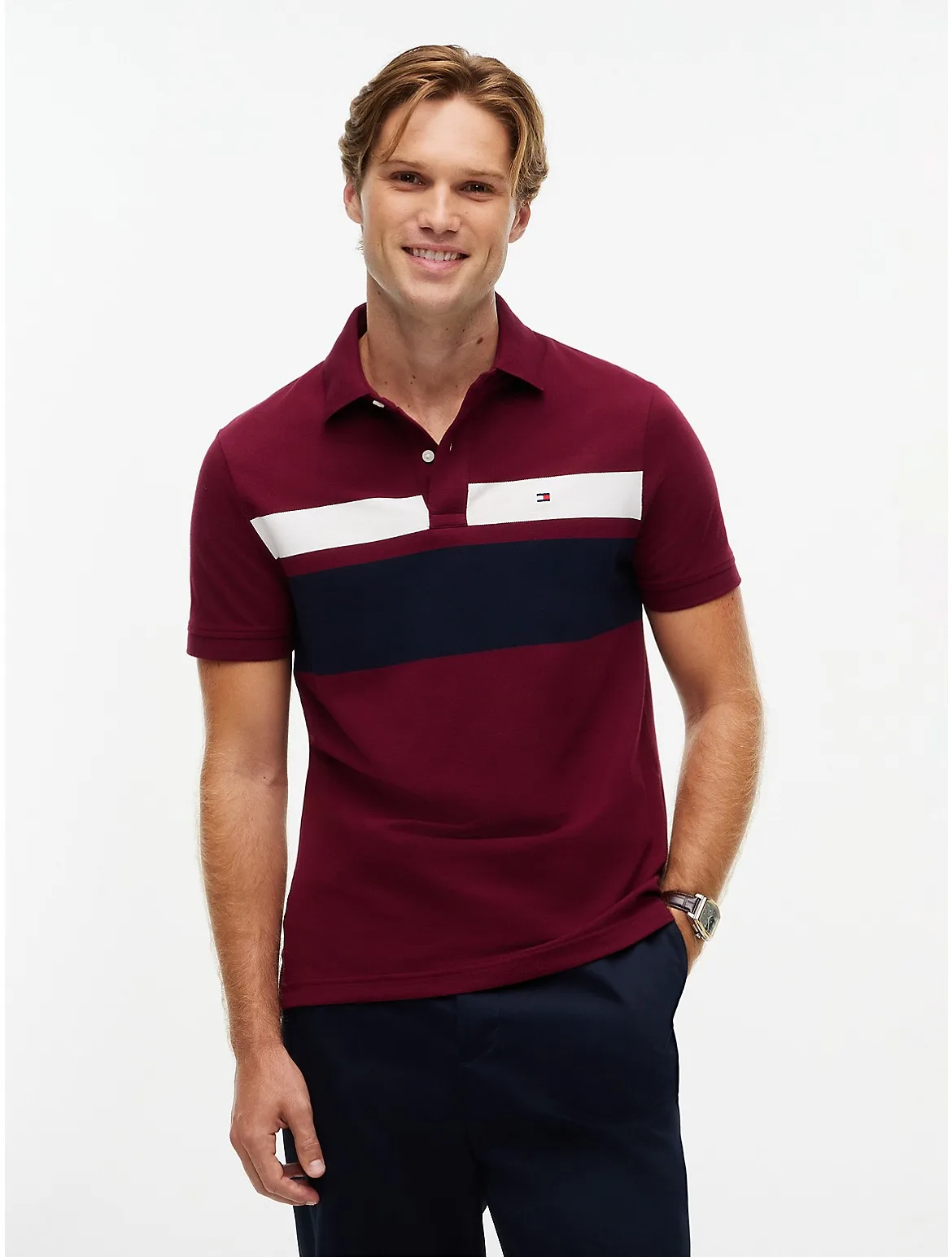 Regular Fit Block Stripe Polo