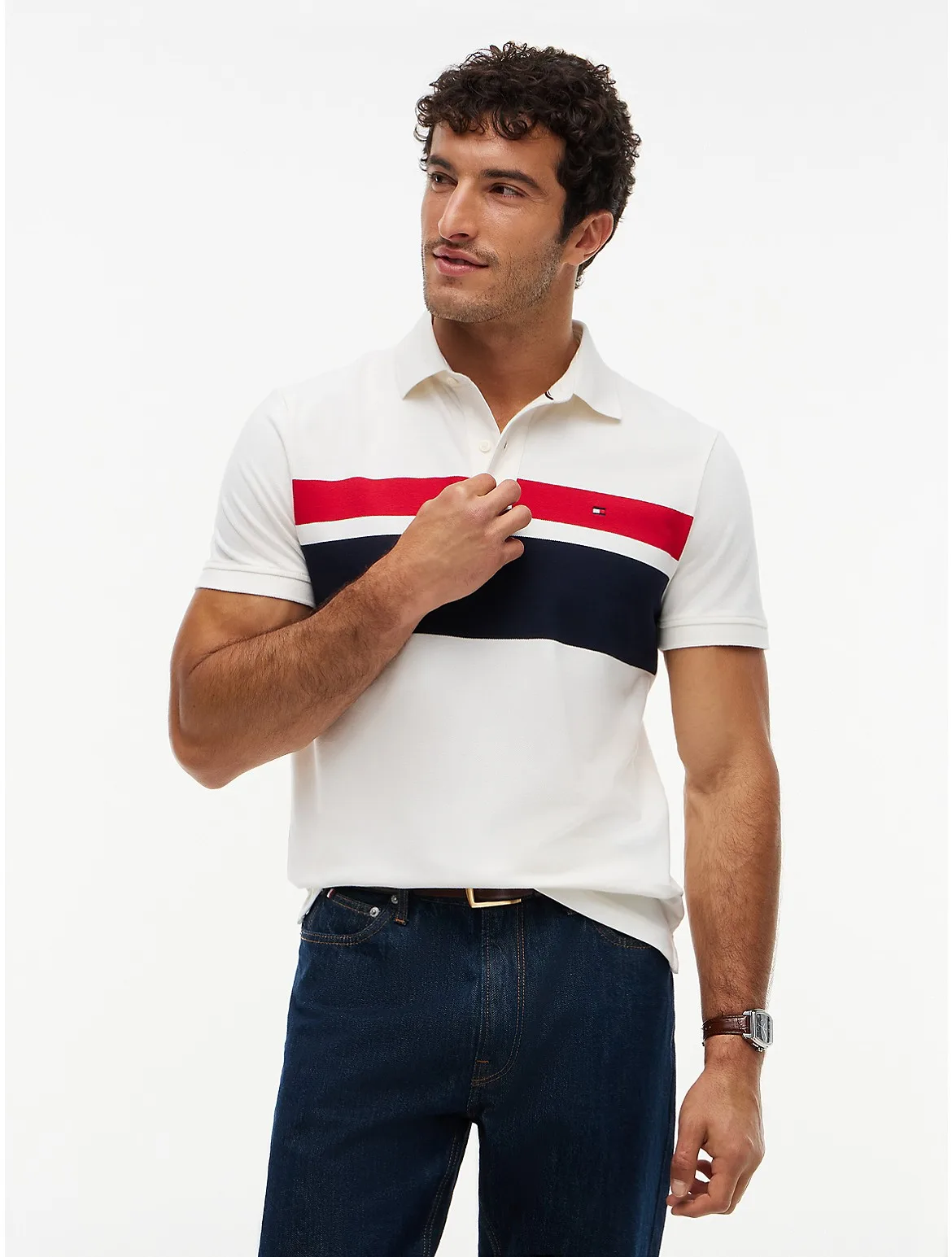 Regular Fit Block Stripe Polo