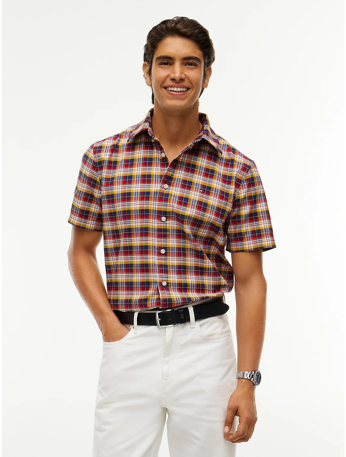 Regular Fit Plaid Oxford Shirt by Tommy Hilfiger