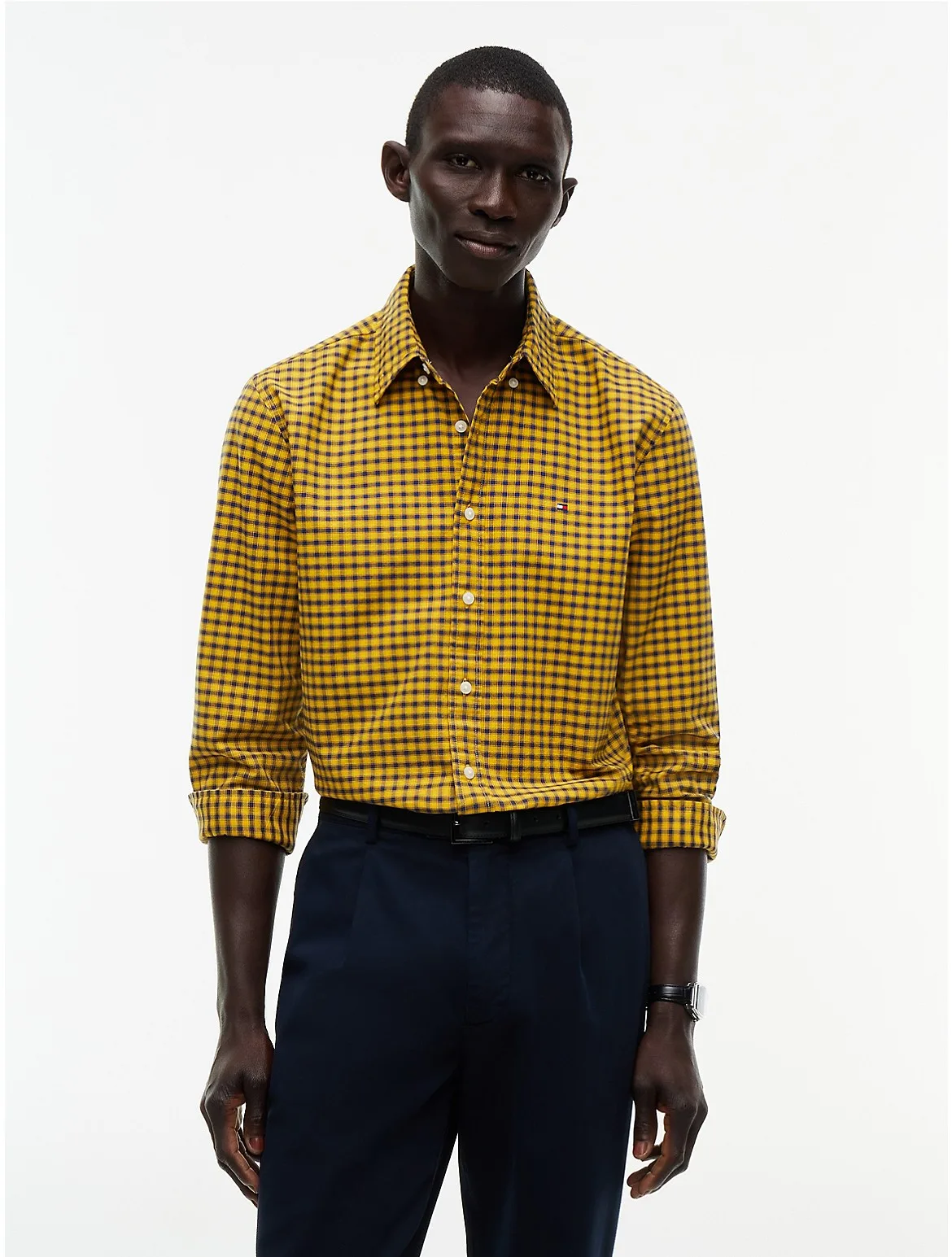 Regular Fit Mini-Check Oxford Shirt by Tommy Hilfiger