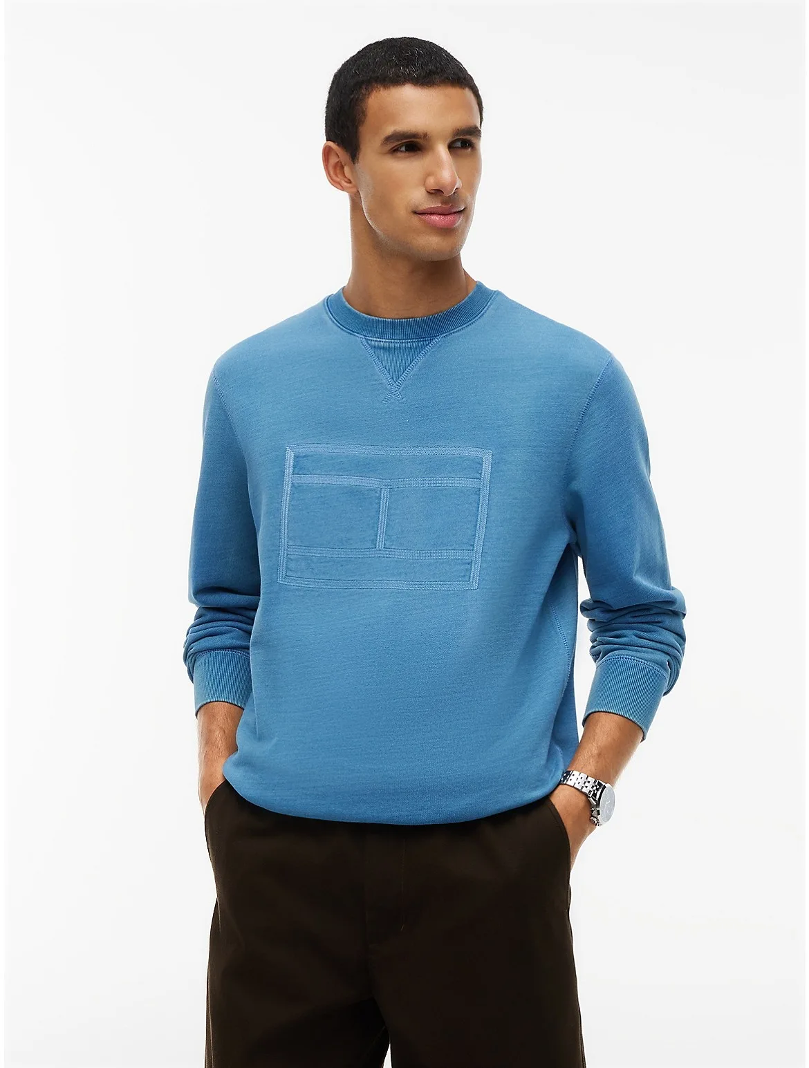 Flag Logo Indigo-Dyed Sweatshirt by Tommy Hilfiger