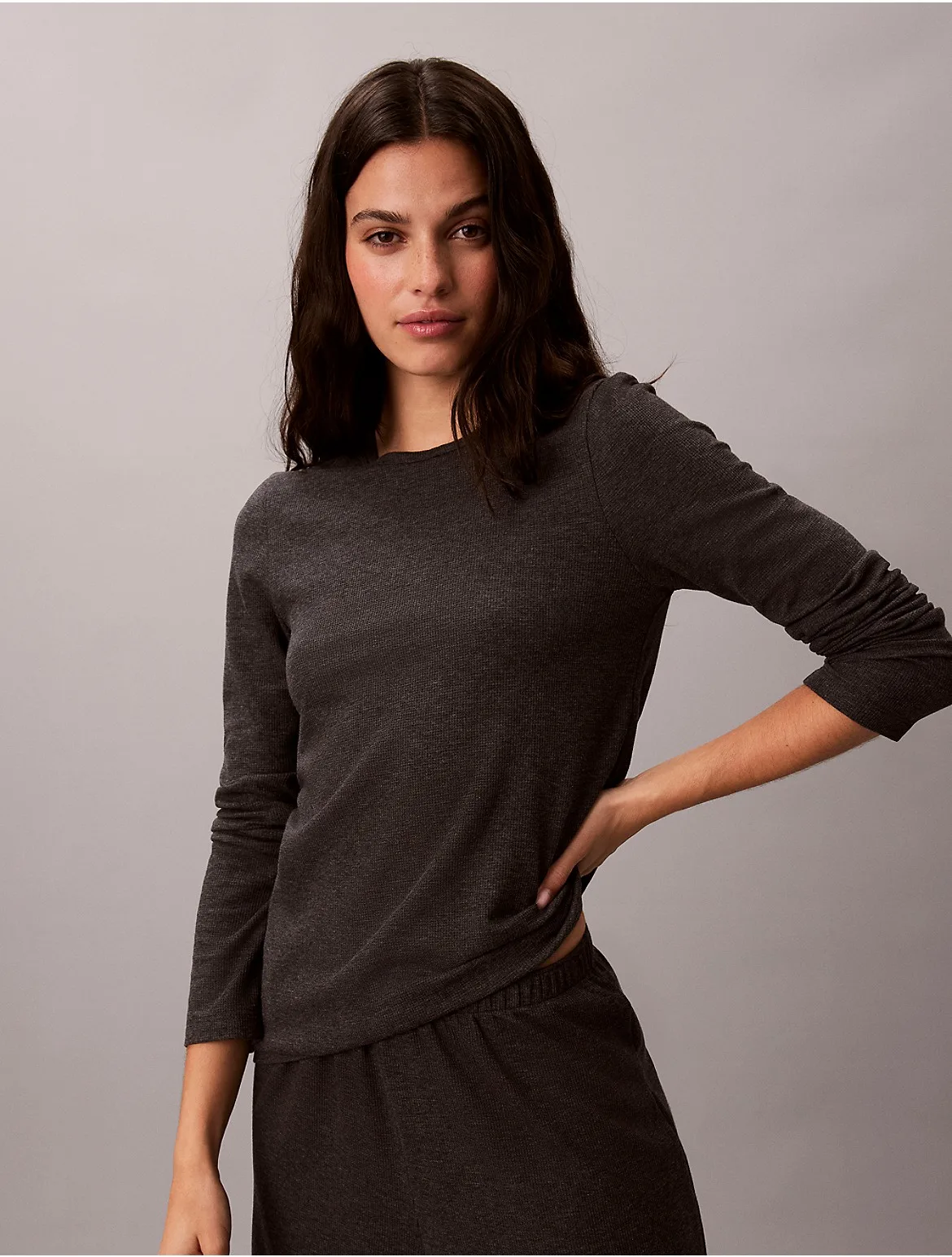 Classic Comfort Cozy Waffle Sleep Top by Calvin Klein