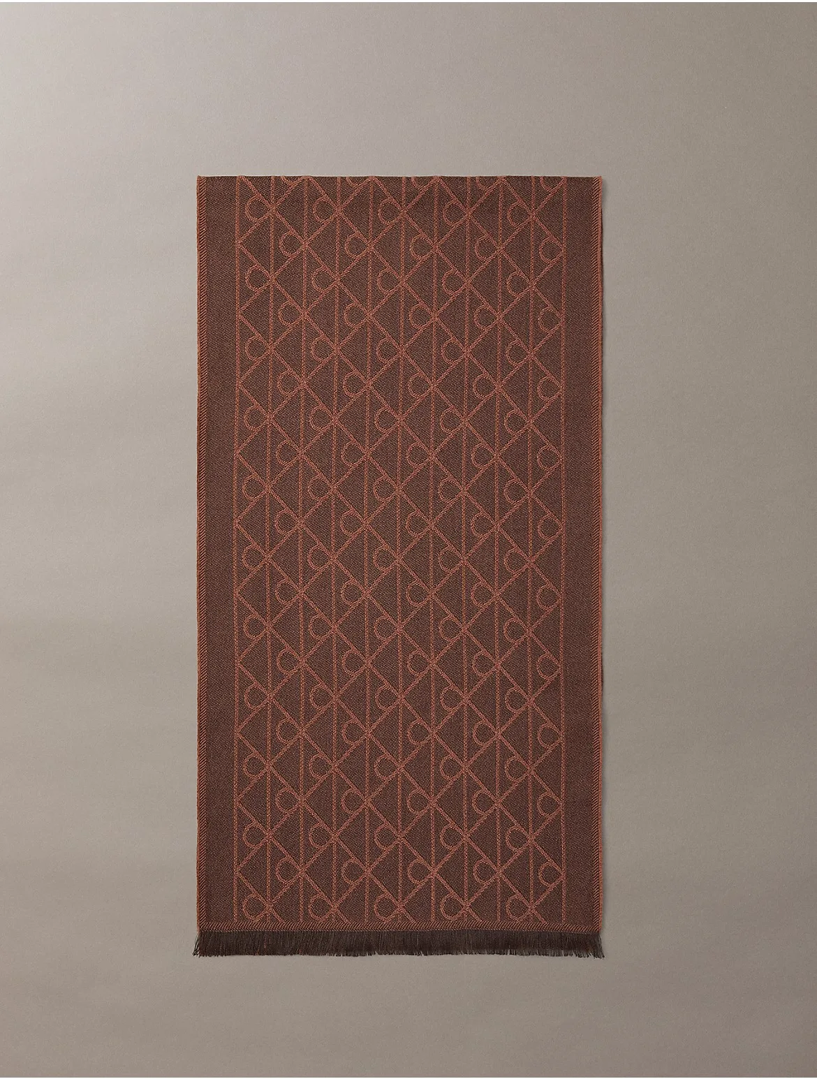 Tonal Emblem Logo Wool Blend Scarf by Calvin Klein