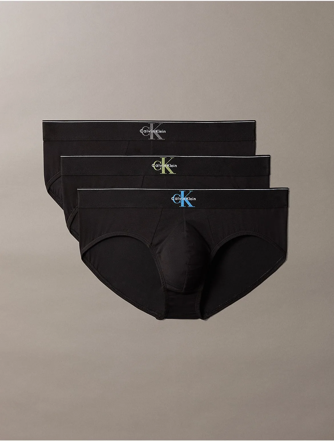 Graphic Monogram Cotton Stretch 3-Pack Brief by Calvin Klein