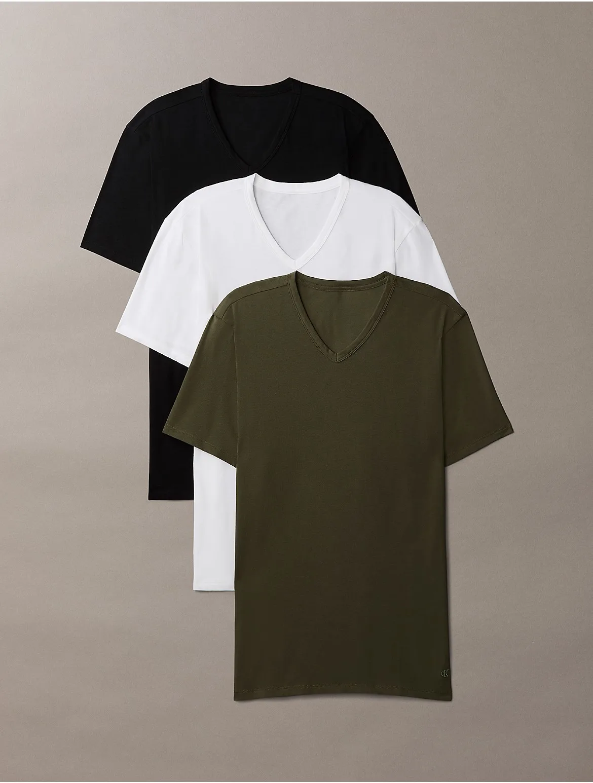 Cotton Stretch Blend 3-Pack Slim Fit V-Neck T-Shirt by Calvin Klein