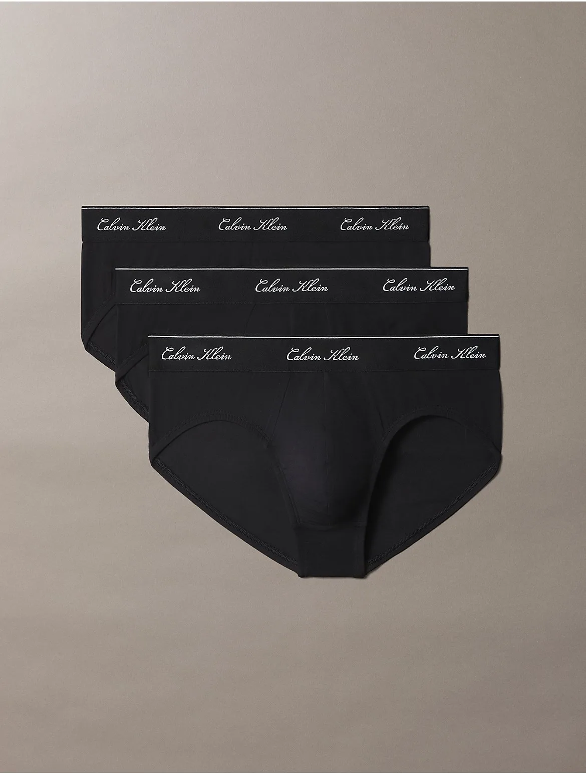 Icon Cotton Stretch Script 3-Pack Hip Brief by Calvin Klein
