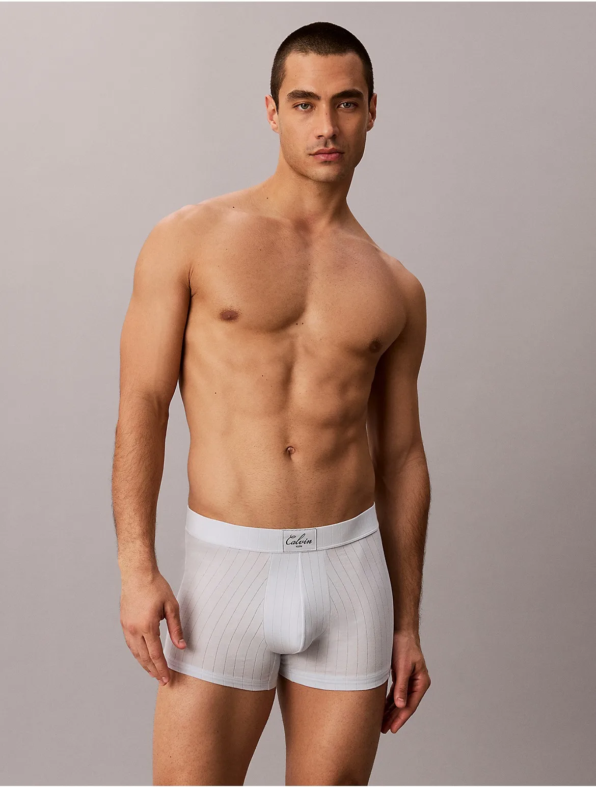 Cotton Stretch Script Patch Trunk by Calvin Klein