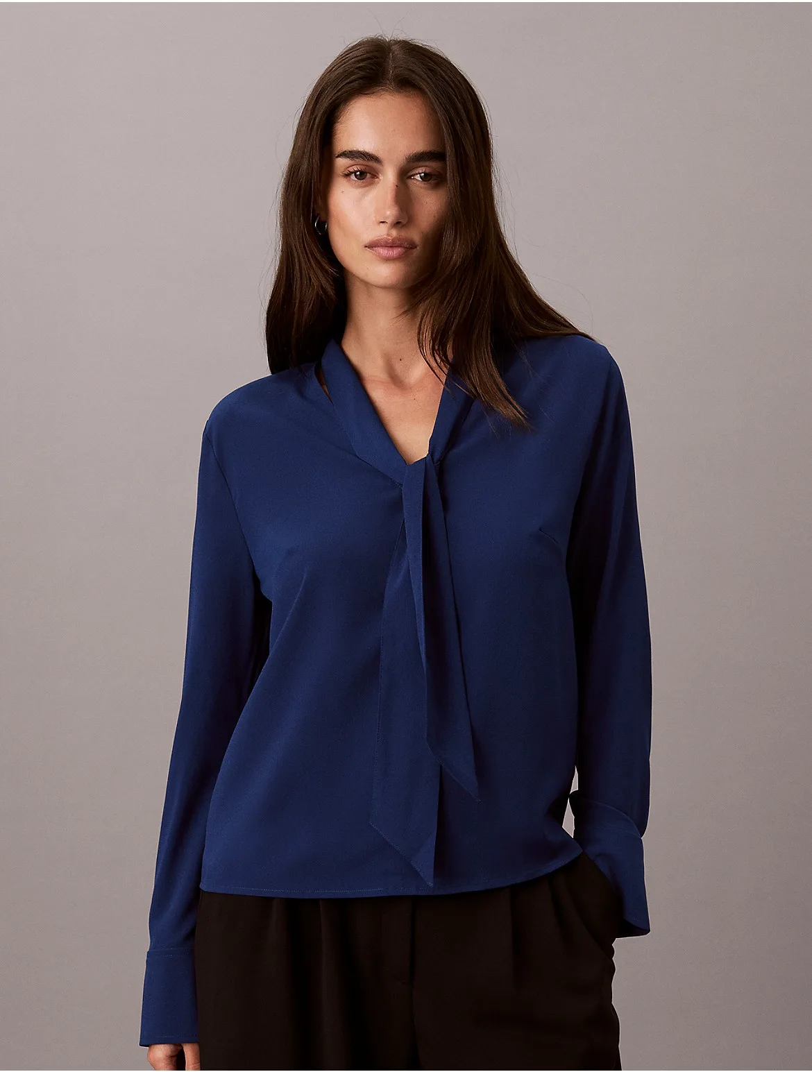 Scarf Neck Long Sleeve Top by Calvin Klein