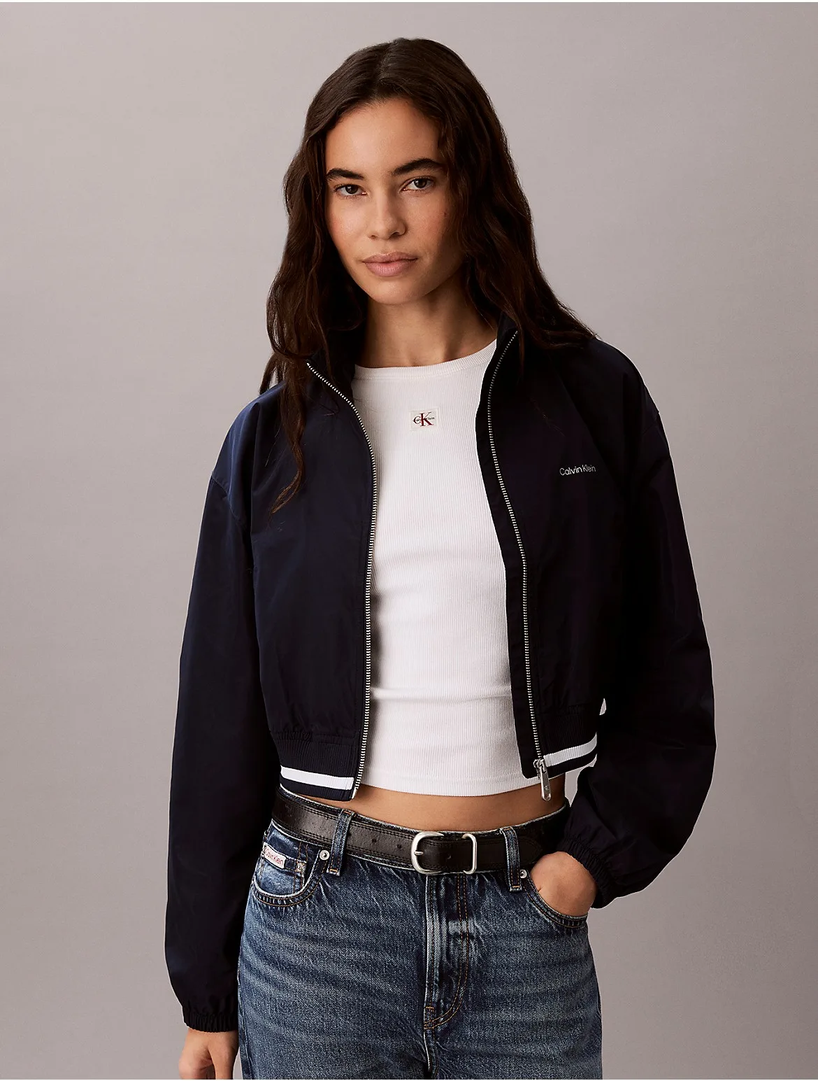 Woven Cropped Relaxed Track Jacket by Calvin Klein Jeans