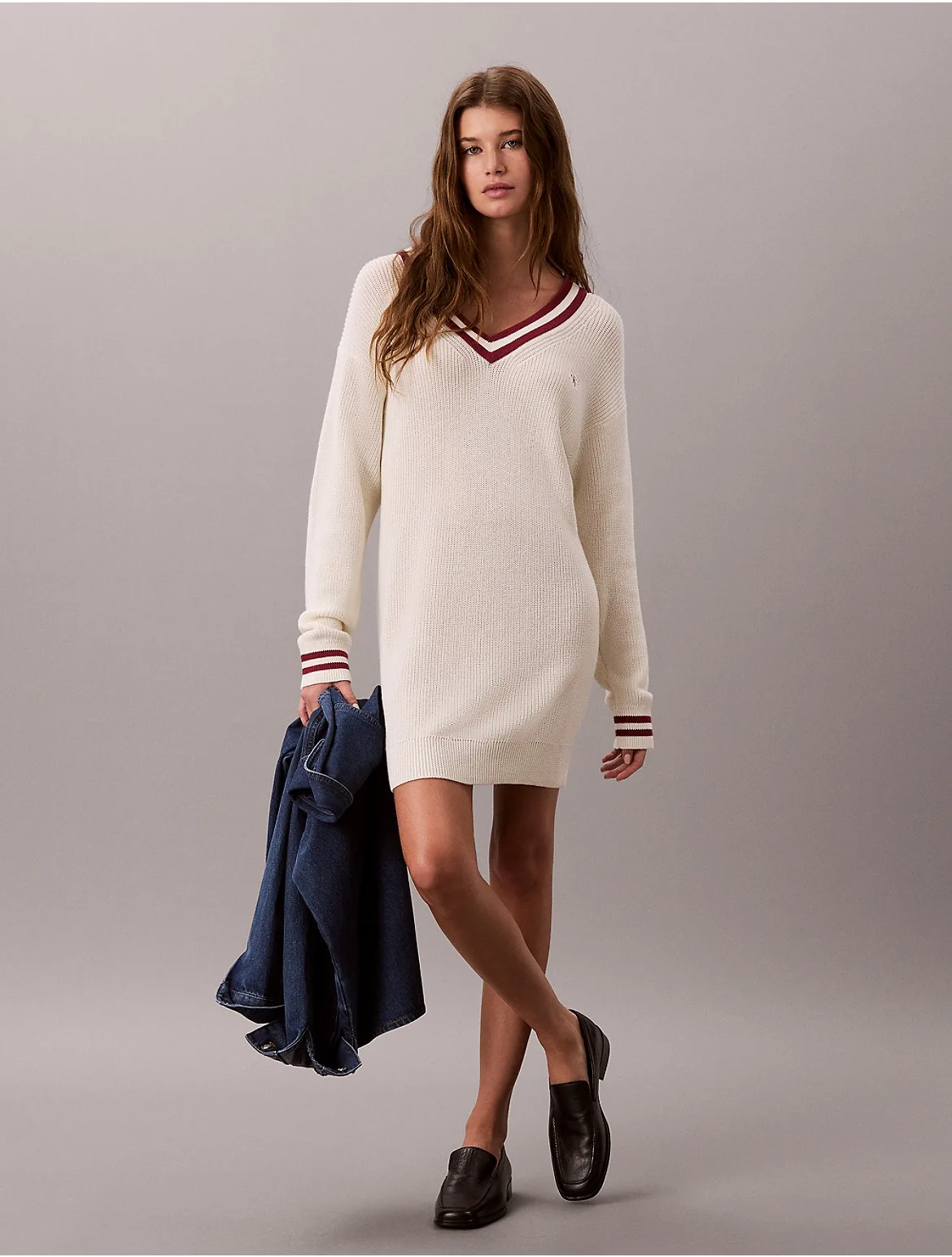 Woven Monologo Tunic V-Neck Dress by Calvin Klein Jeans