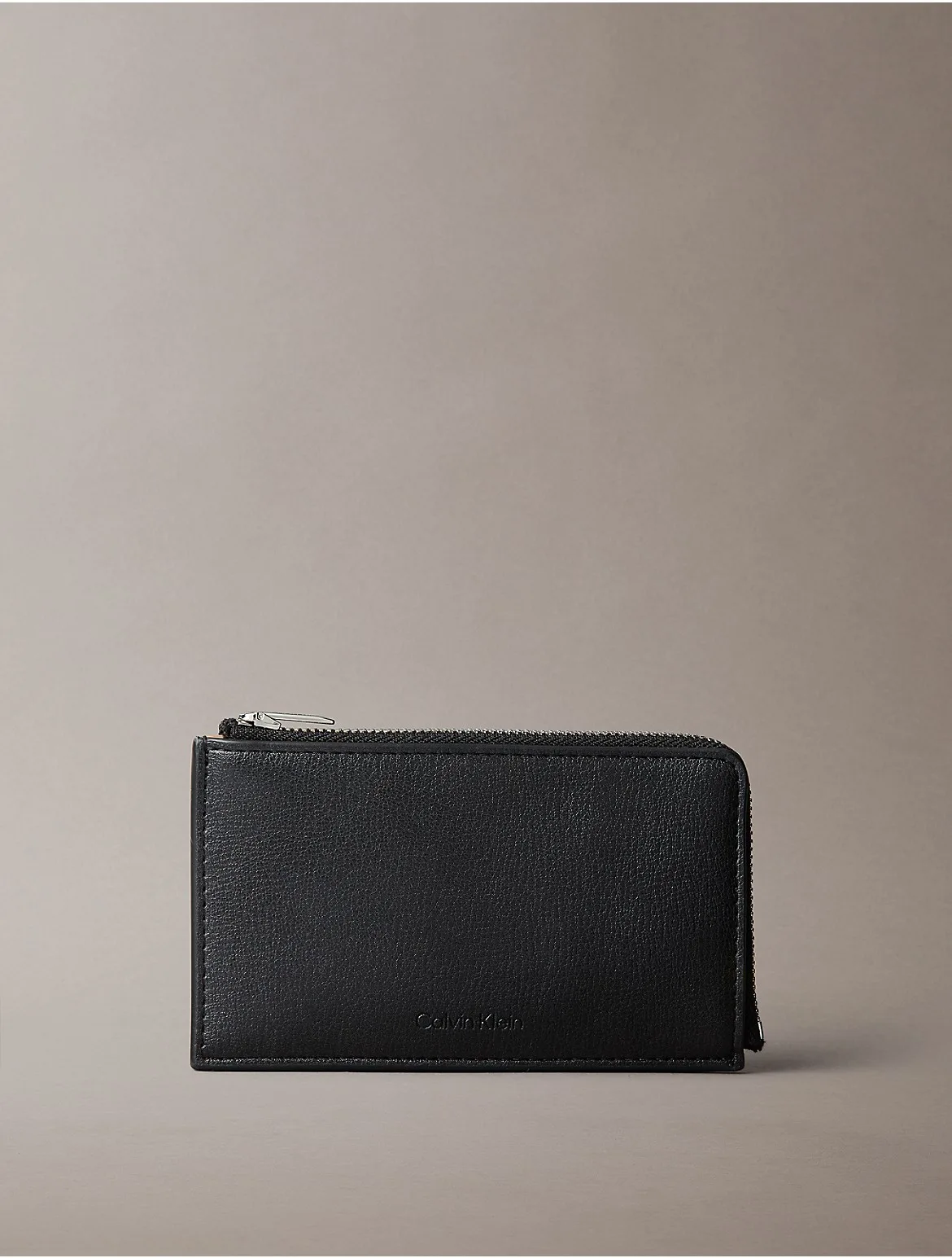Foil Embossed Logo Zip Card Case by Calvin Klein