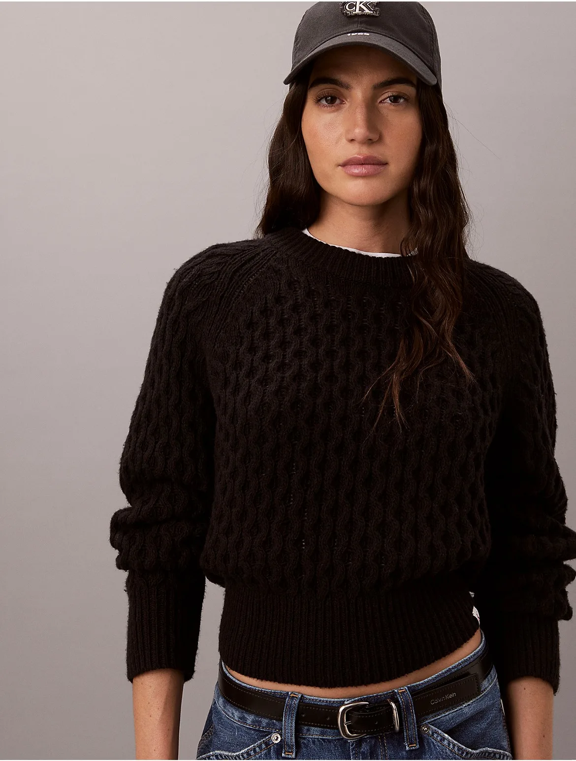 Merino Wool Blend Cable Knit Sweater by Calvin Klein Jeans