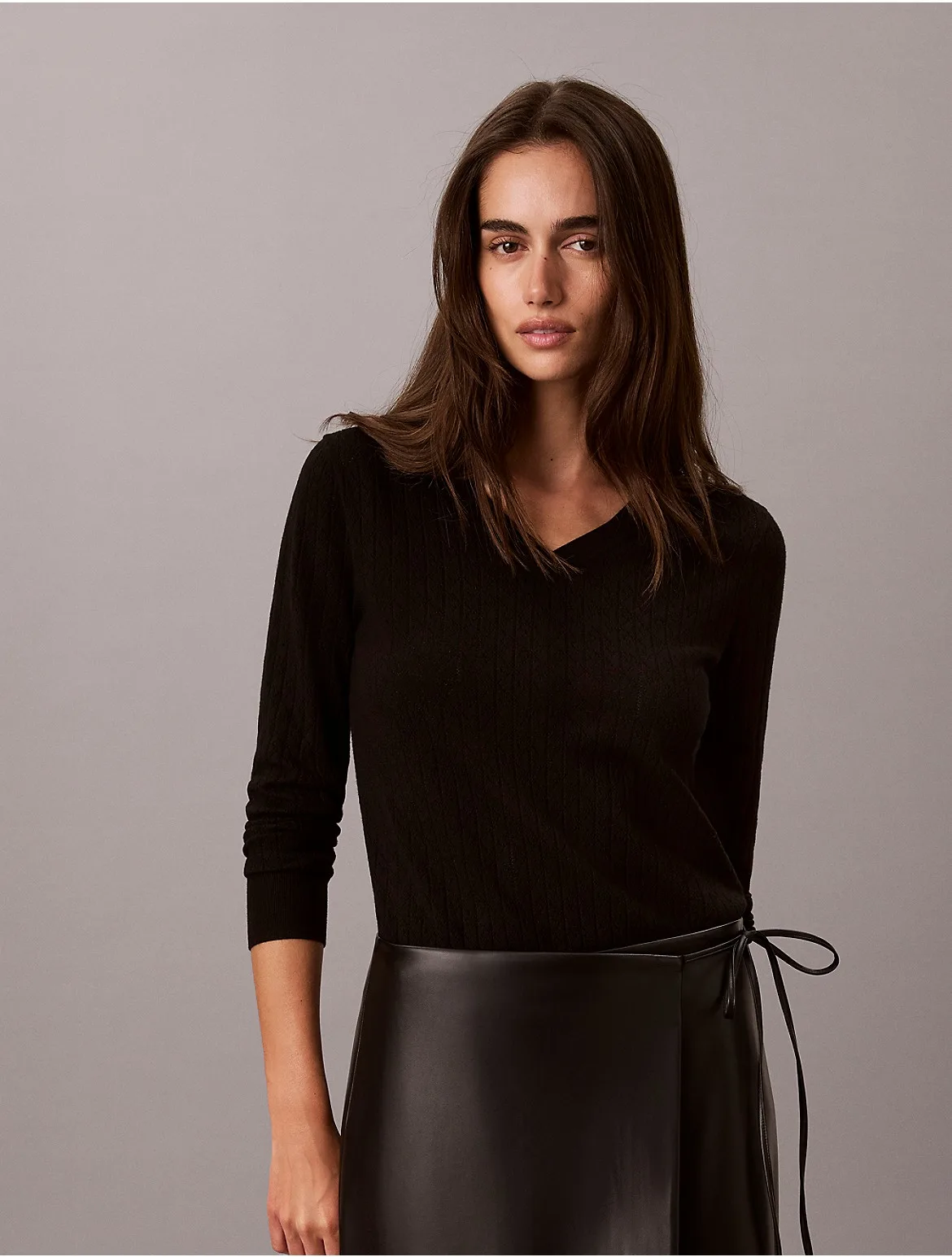 Pointelle Knit Long Sleeve Top by Calvin Klein