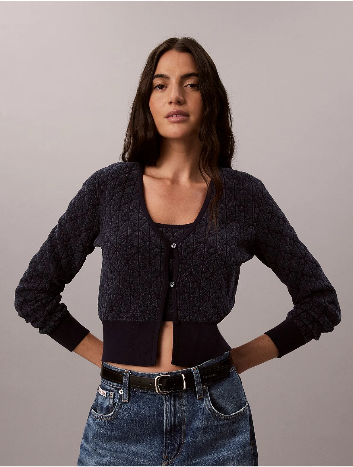 Emblem Logo 2-In-1 Chenille Cardigan Set by Calvin Klein Jeans