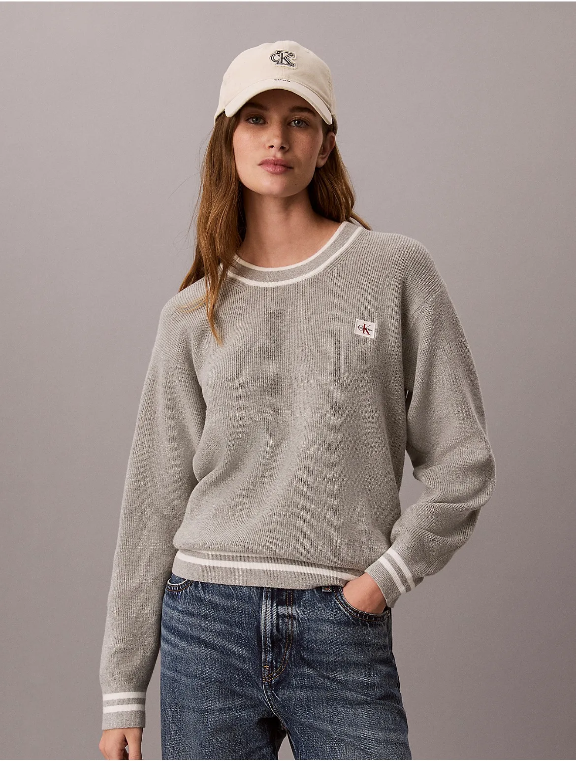 Woven Monologo Crewneck Sweater by Calvin Klein Jeans