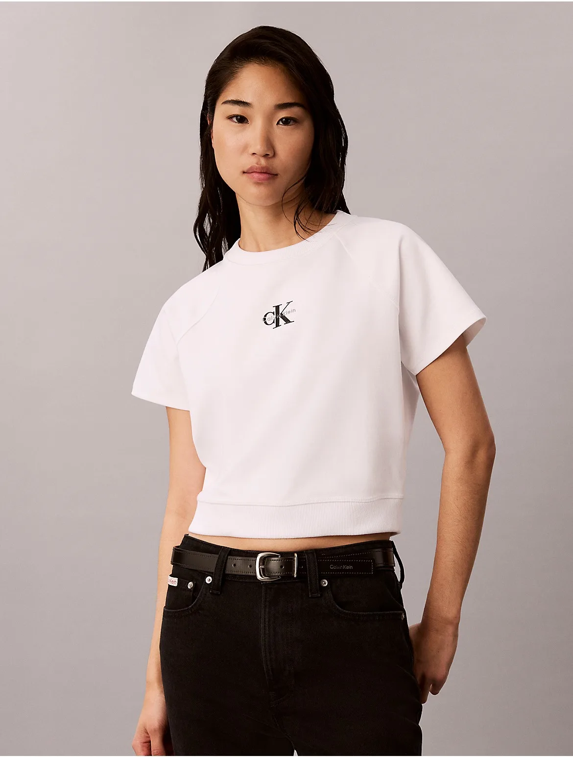 Monologo Interlock Cropped Tee by Calvin Klein Jeans