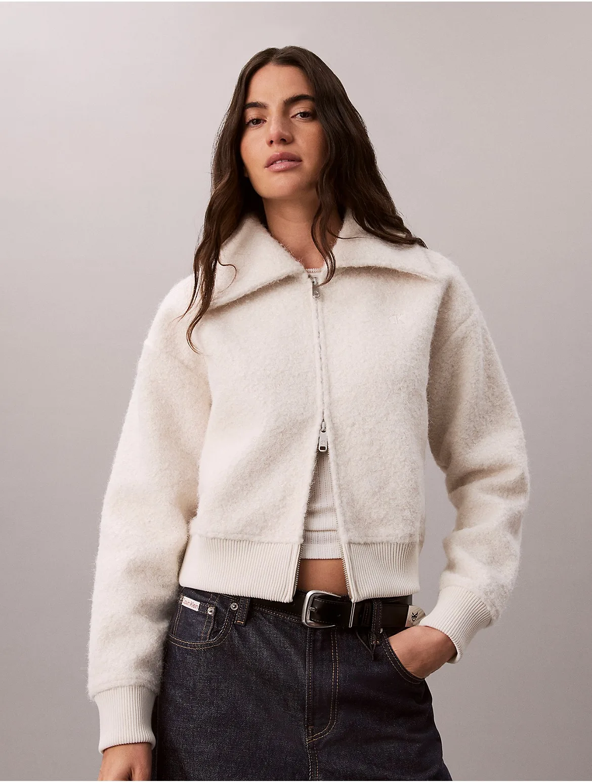 Brushed Boucle Fleece Zip Jacket by Calvin Klein Jeans
